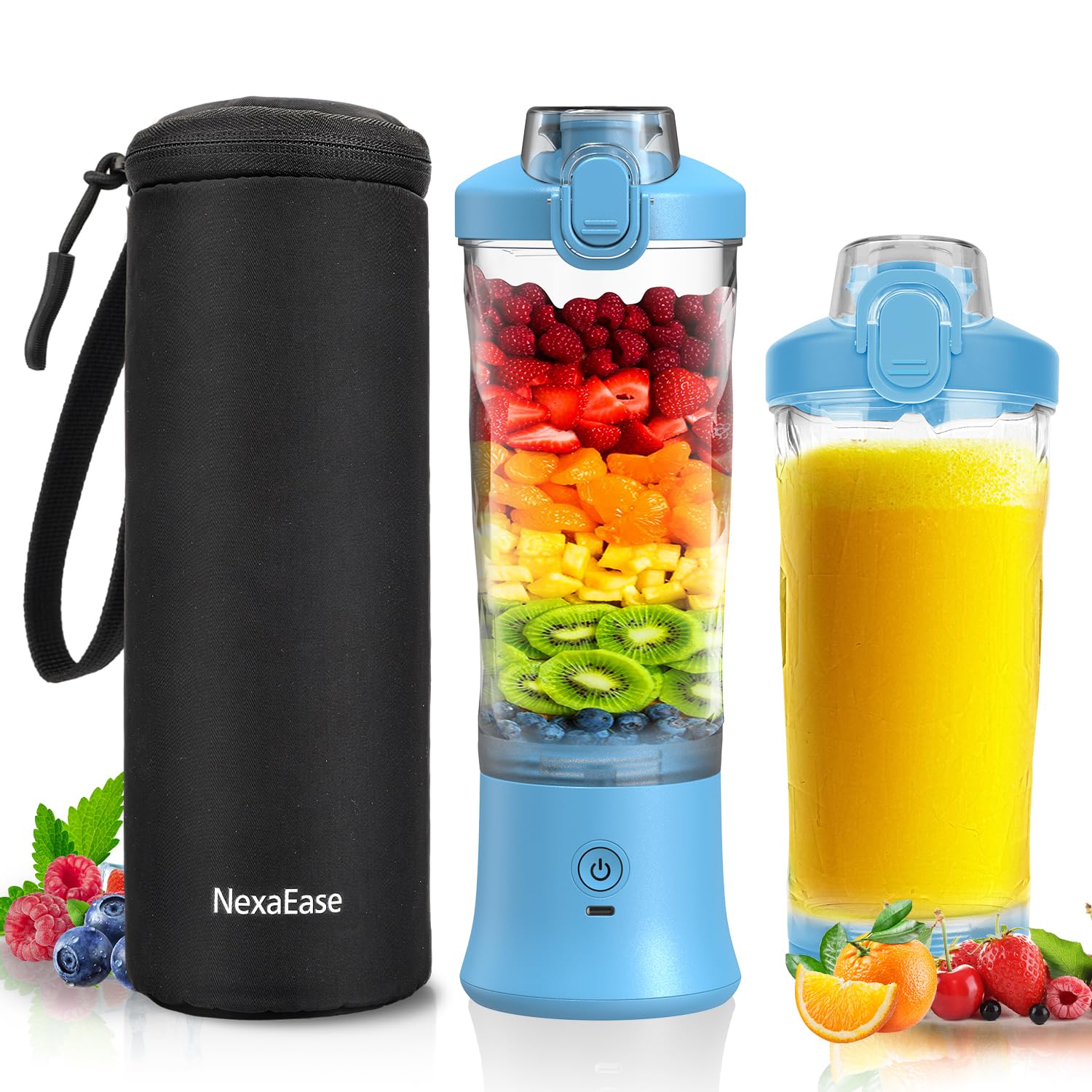 Portable Electric Blender Cup - 20oz USB-C Rechargeable Personal Blender for Protein Shakes, Smoothies & Juices | Insulated Travel Bottle with Leakproof Lid | Perfect for Gym, Office, Kitchen & Outdoor Activities