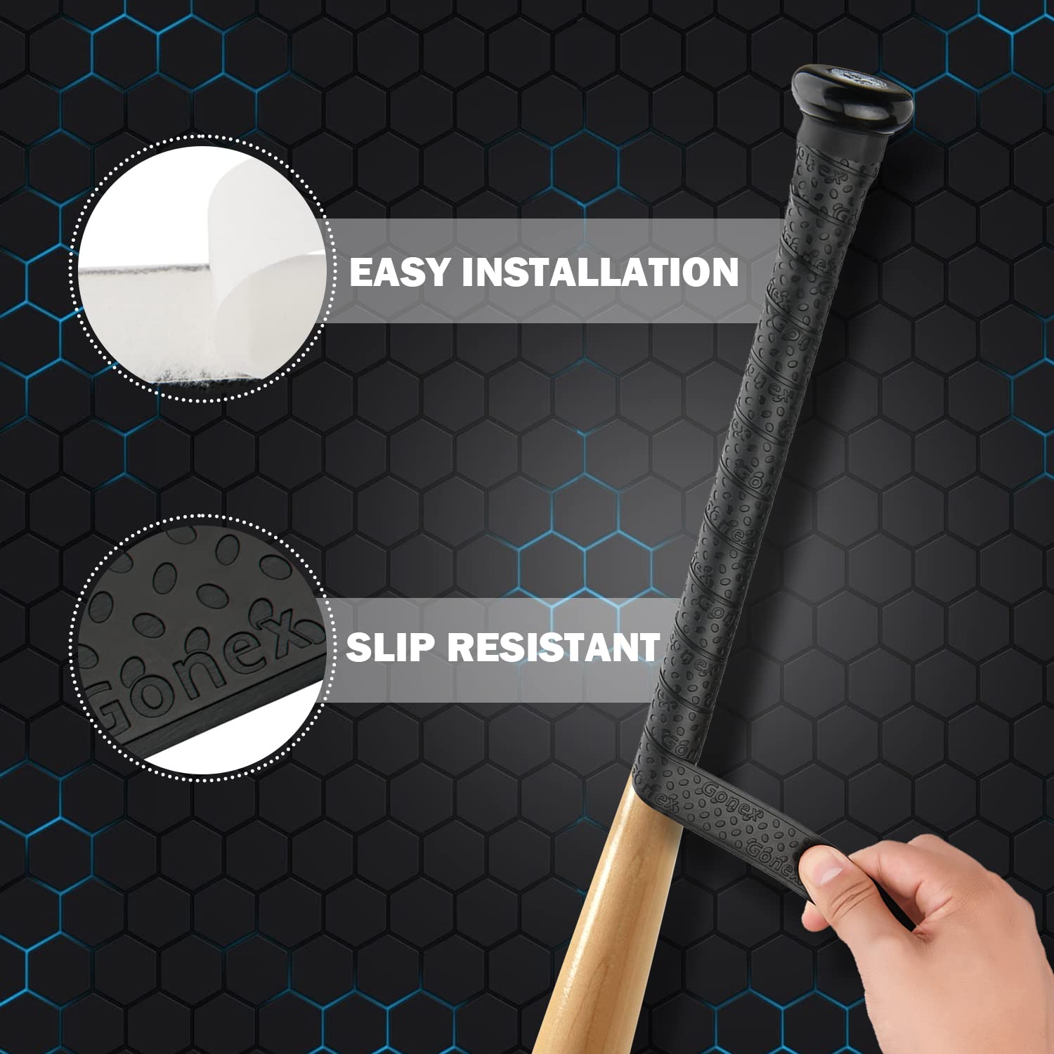 Gonex Pro Feel Baseball Bat Grip Tape - 1.1mm Thick, 40.16'' Full Adhesive Back for Baseball & Softball (1 or 2 Pack) - Improve Swing Control & Comfort for Training & Games