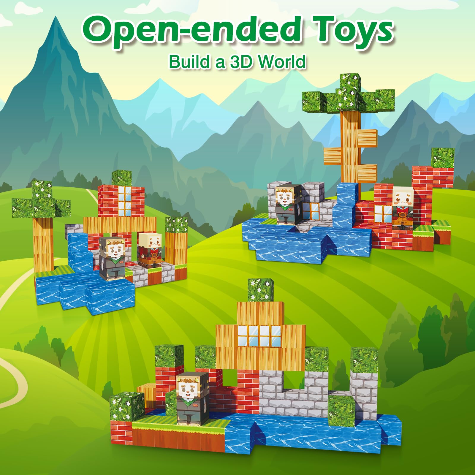 68Pcs Magnetic Building Blocks Set - STEM Educational Toys for Kids Ages 3+, Creative Construction Sensory Toys for Toddlers, Perfect Birthday & Easter Gift for Boys & Girls - Fun Learning & Playtime Activity