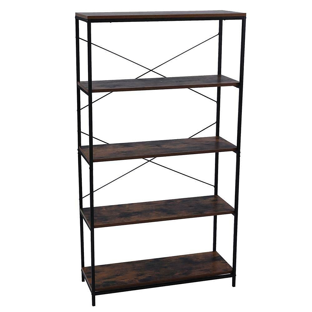 5-Tier Heavy Duty Metal Bookshelf - Industrial Style Bookcase for Home Office, Living Room & Storage | Durable Office Shelving Unit for Books, Decor & Organizing Supplies | Perfect for Workspaces, Libraries & Display Shelves