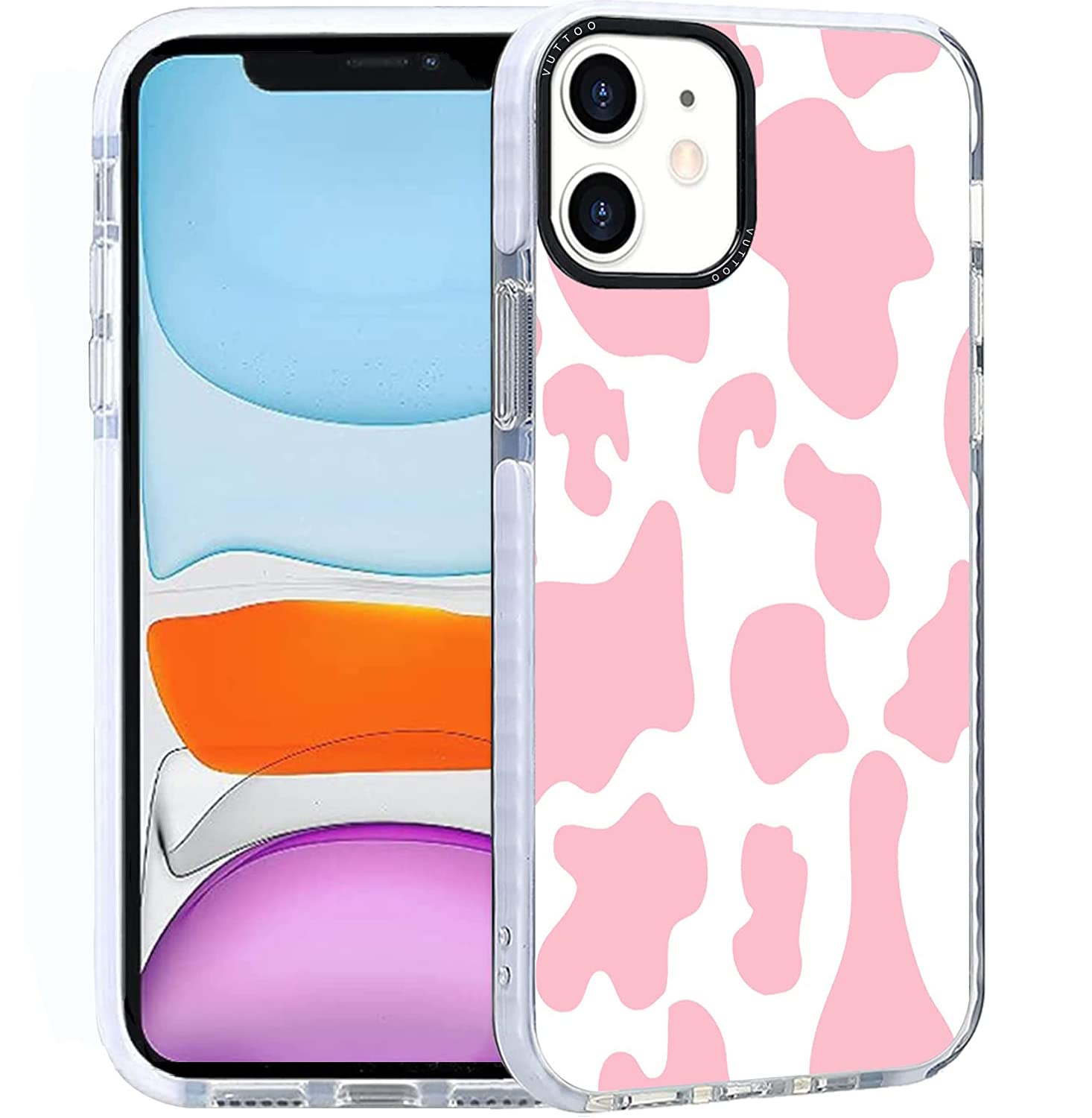 Pink Cow Print iPhone 11 Case - Shock-Absorbent TPU Protective Cover with Cute Animal Design for Women & Girls - Perfect for School, Work, and Everyday Use