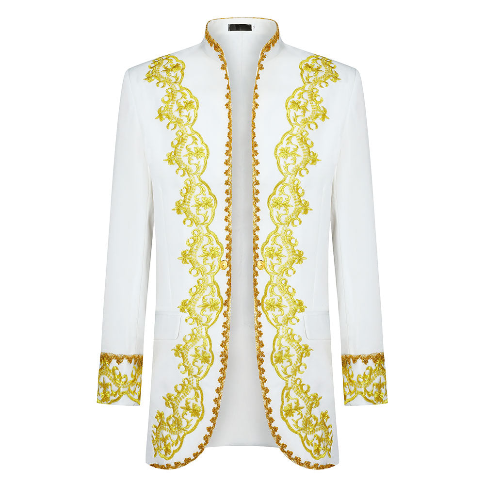 3 Piece Men's Royal Style Tuxedo Suit Set - Elegant White Wedding Suit for Groom, Prom, Formal Events & Special Occasions