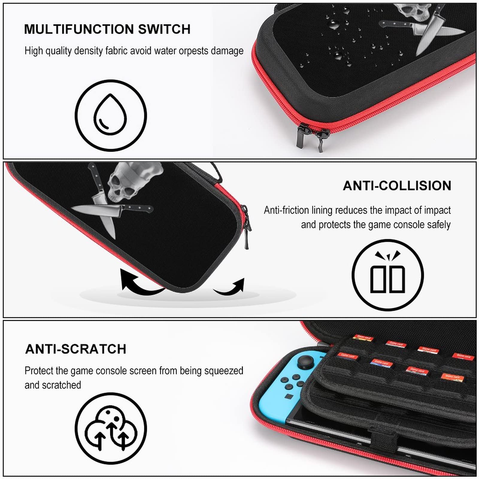 Chef Skull with Crossed Knives Nintendo Switch Carrying Case - Portable Travel Cover with 20 Game Card Slots - Perfect for Gaming On-The-Go & Travel Accessories