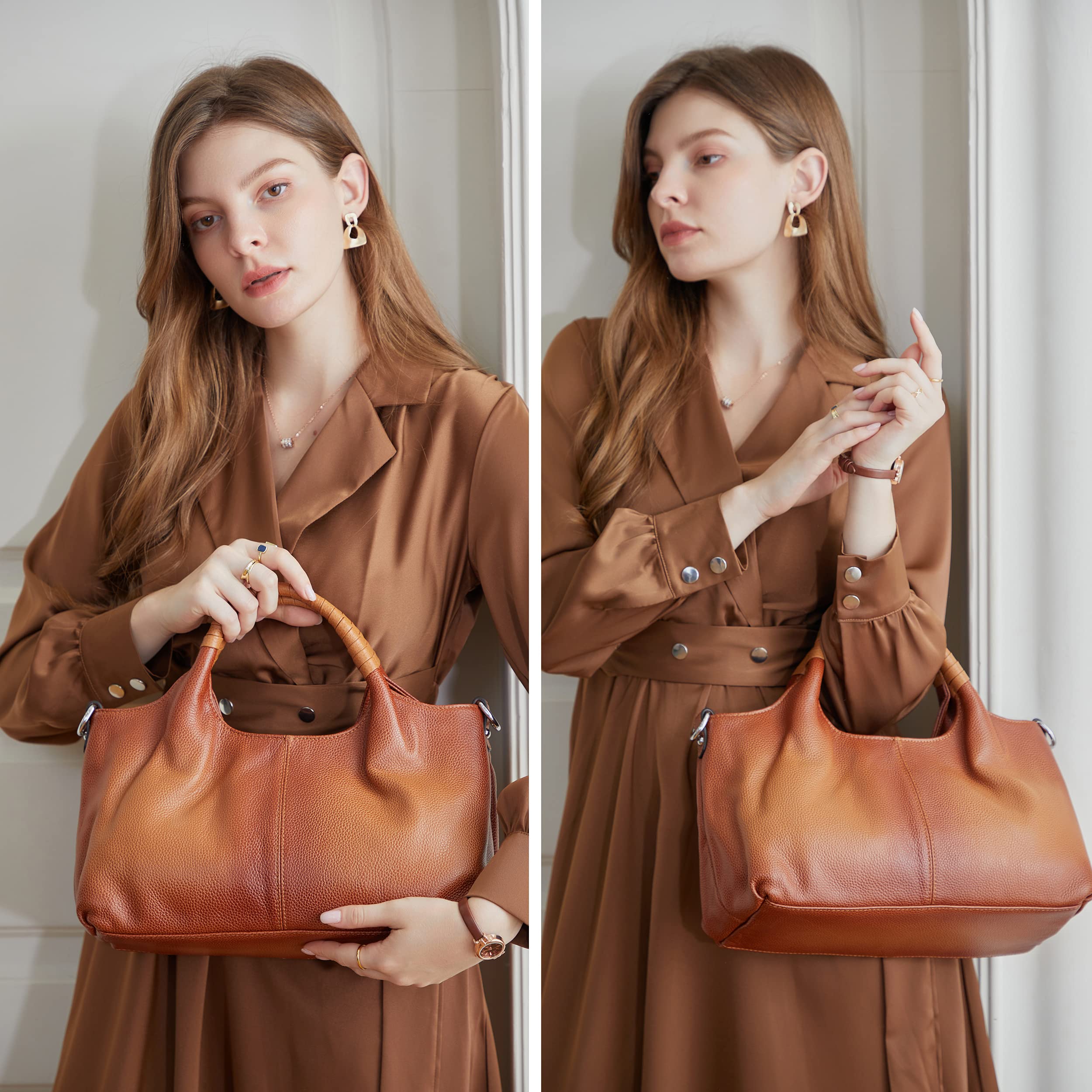 **ISWEE Genuine Leather Women's Shoulder Bags & Handbags - Designer Crossbody Satchel, Hobo & Medium Tote Purse for Work, Travel & Everyday Use**
