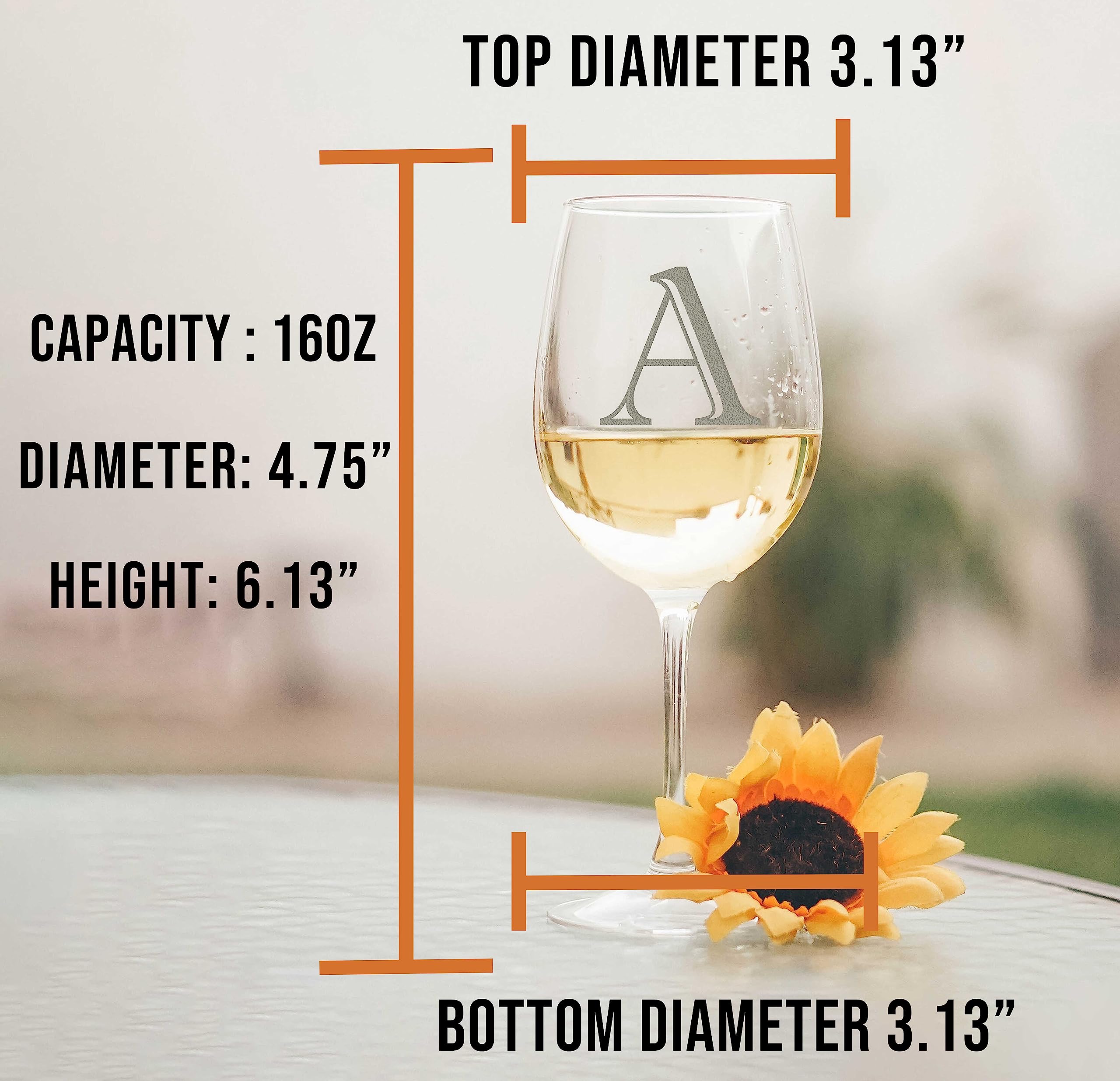 Personalized Monogram 16oz Stemmed Wine Glass - Custom Engraved Letter A-Z for Women | Elegant Wedding, Birthday, Bridesmaid & Mother's Day Gifts | Perfect for Romantic Dinners, Girls' Nights & Special Celebrations