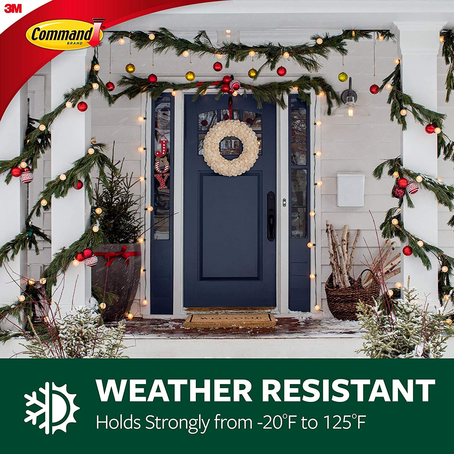 Command Outdoor Rope Light Clips with Foam Strips - Clear 3 Pack (36 Clips Total) - Damage-Free Hanging for Christmas Lights, Patio & Garden Decor - 17301CLRAW-ES