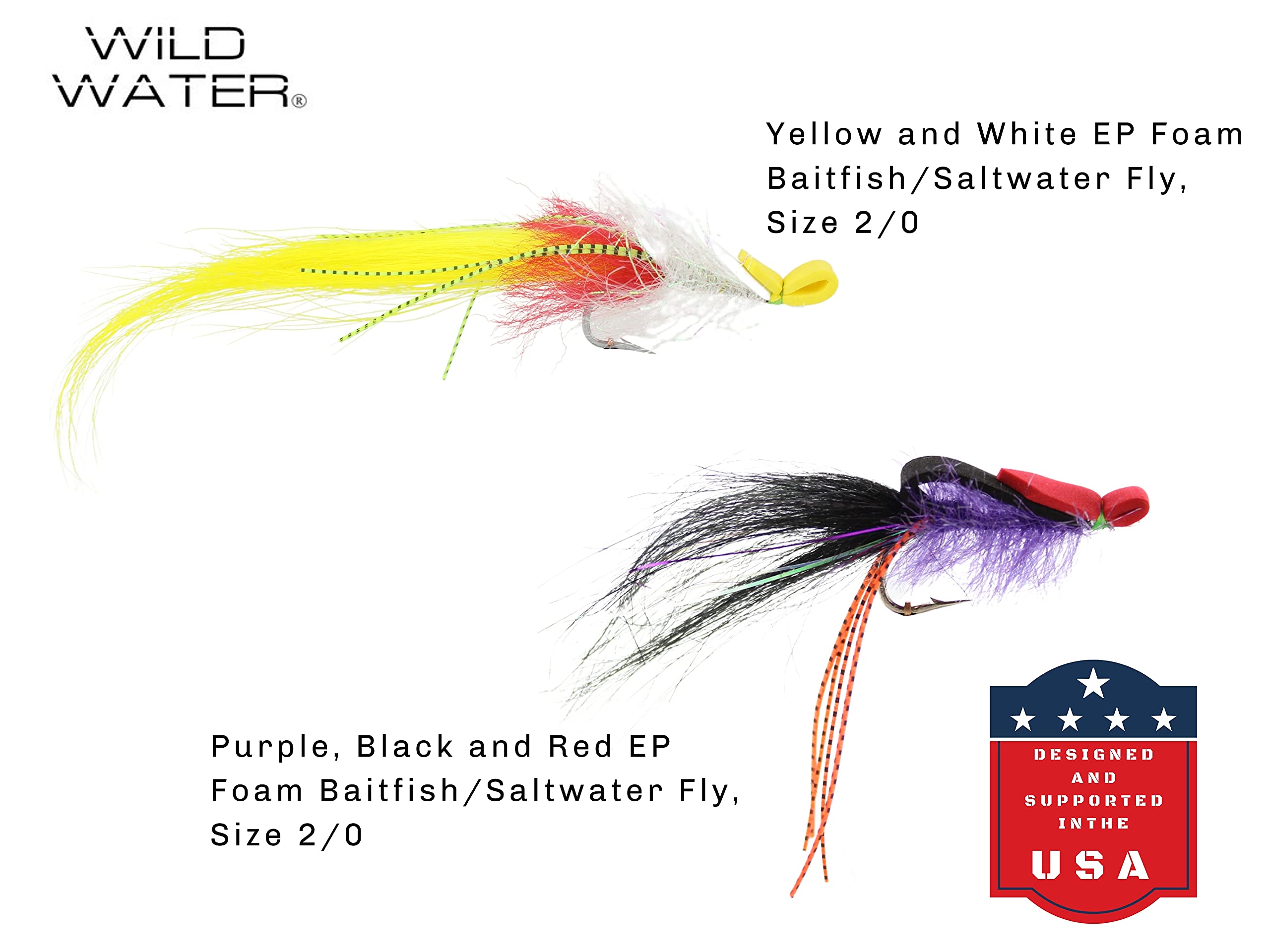 Wild Water EP Top Water Baitfish Fly Fishing Lure Assortment - 12 Saltwater & Freshwater Flies with 6-Section Fly Box - Perfect for Trout, Bass, and Pike Fishing in Rivers and Lakes