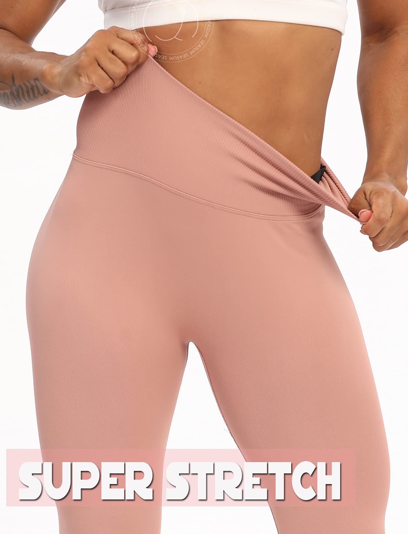 SEASUM Women's High Waisted Seamless Leggings - Smile Contour Yoga Pants for Workout, Gym & Running - Comfortable Tights for Fitness, Lounge & Everyday Wear