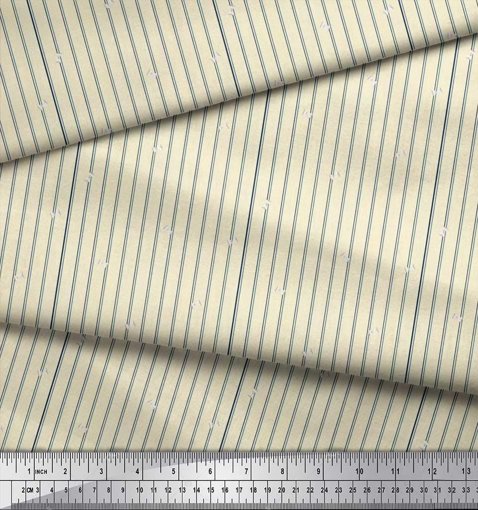 Soimoi Cotton Jersey White Fabric by The Yard - 58 Inch Wide Sand Timer & Stripe Shirting - Premium Printed Fabric for DIY Dresses, Shirts & Home Decor Projects
