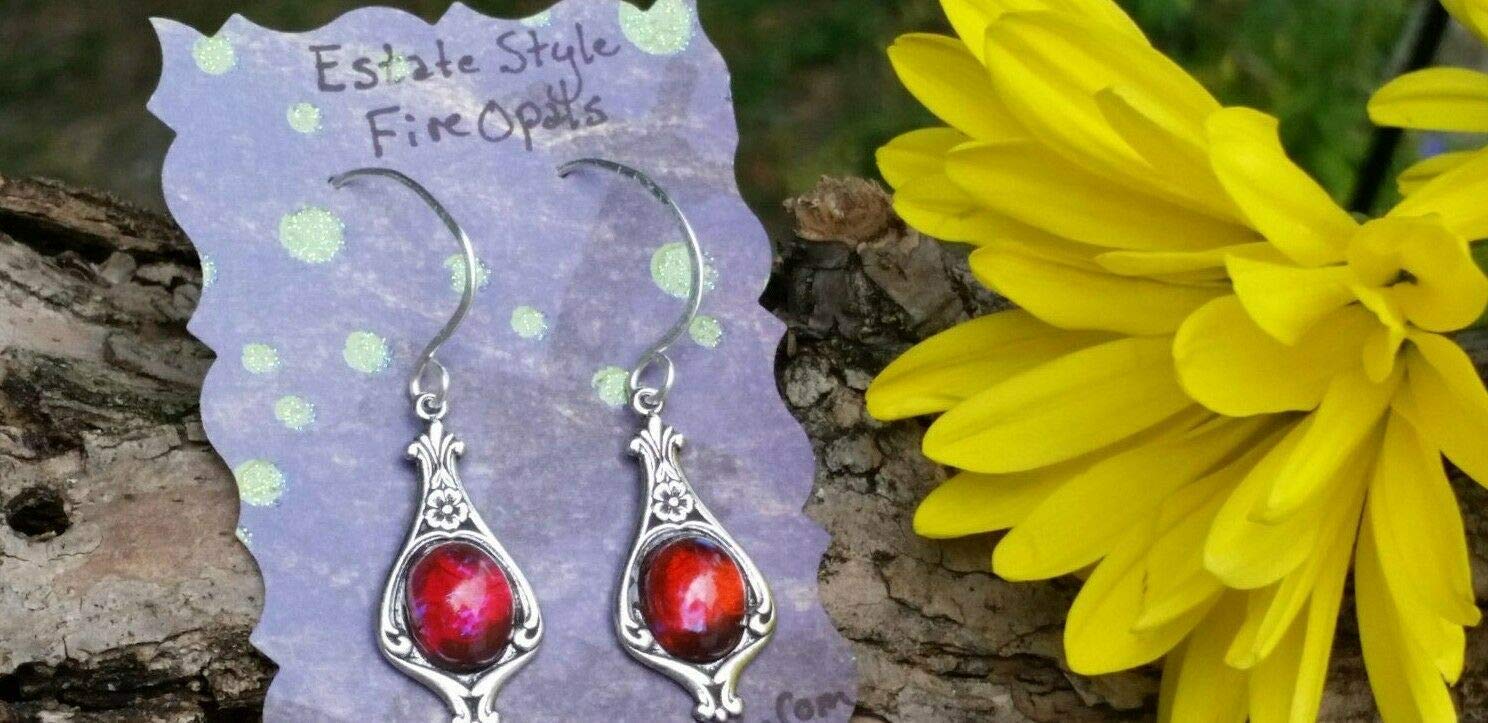 Vintage Fire Opal Earrings - Dragon Breath Style for Weddings & Gifts