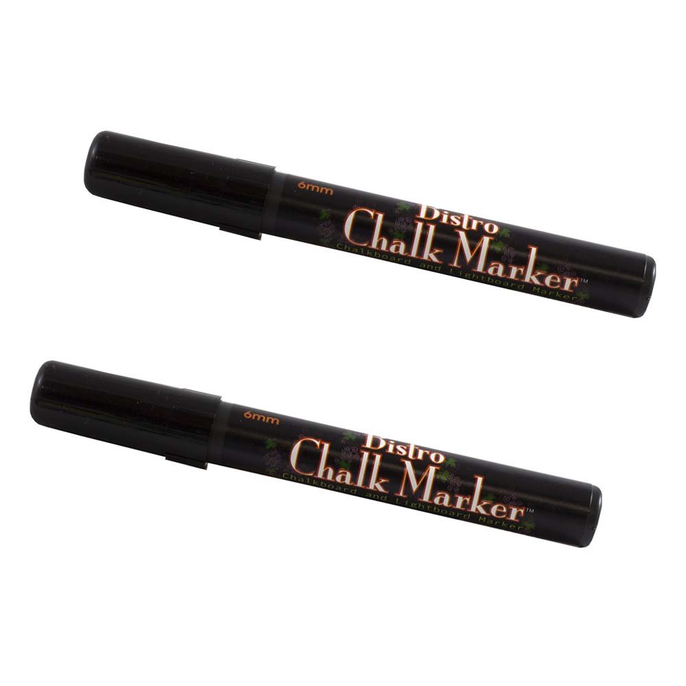 Dustless Erasable Chalk Markers - Broad Tip Liquid Chalk Markers for Chalkboards, Windows & Signs - Black - 2 Pack - Perfect for Restaurants, Classrooms & DIY Crafts