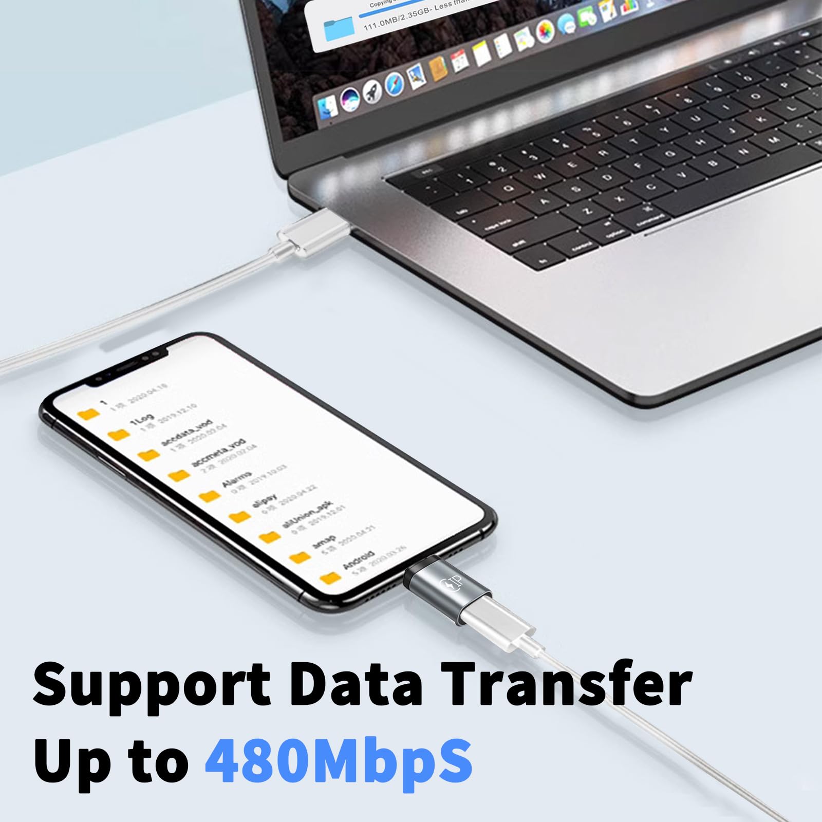 2 Pack Wimony USB C to Lightning Adapter, USB C Male to Lightning Female Converter for iPhone, iPad, Samsung Galaxy, Google Pixel, Laptops & Monitors - Fast Data Transfer with Lanyard - Perfect for Travel, Office & Home Charging