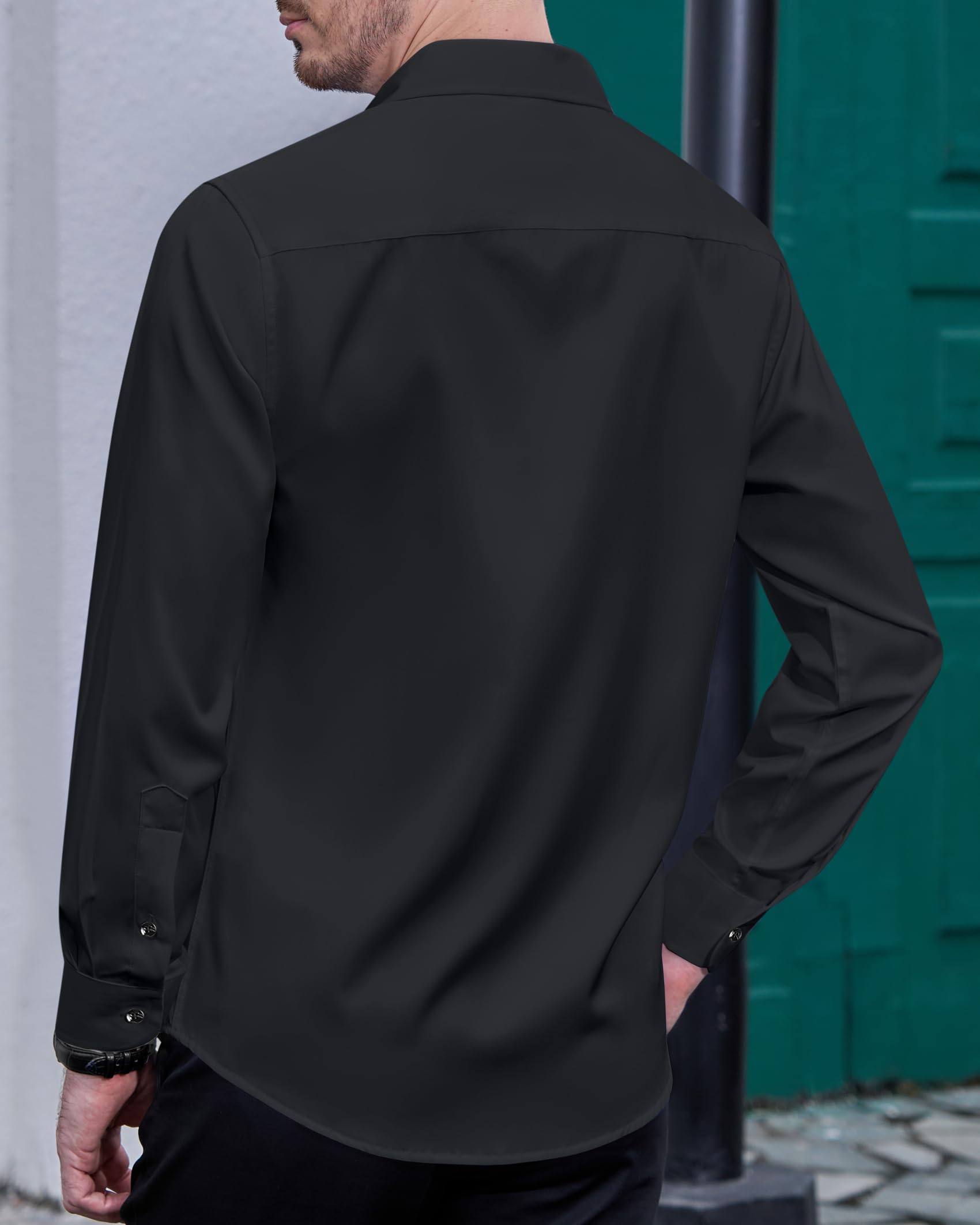 Stain Shield Men's Long Sleeve Dress Shirts - Slim Fit Casual Button Down Shirts for Big & Tall - Perfect for Office, Business Meetings & Formal Events