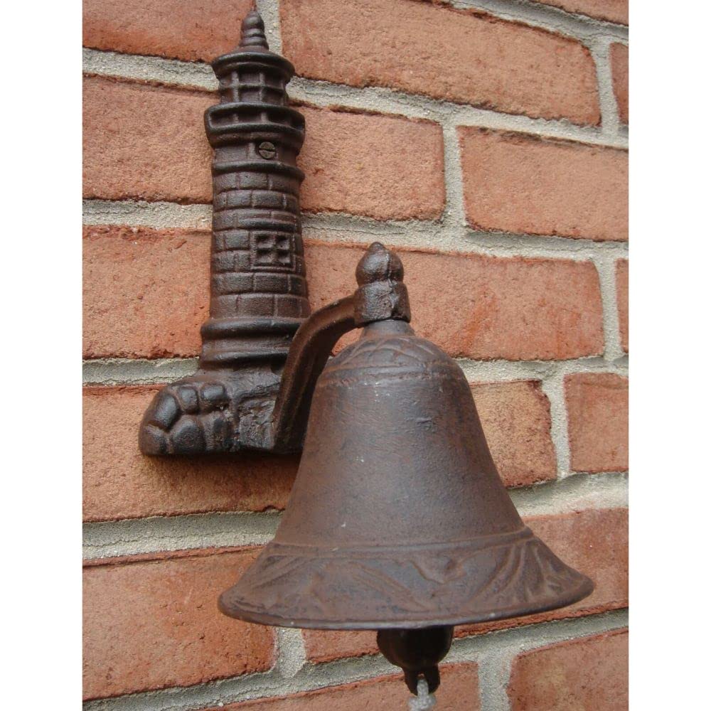 Cast Iron Lighthouse Welcome Bell - Loud Tone Coastal Decor for Beach House, Front Door, Garden & Patio | Perfect for Home, Cottage & Seaside Entryway