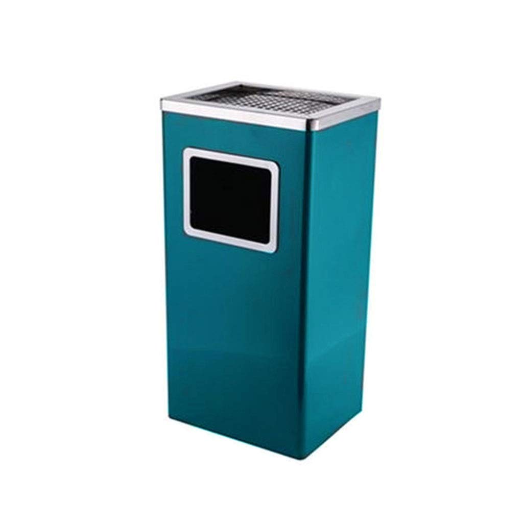 Stainless Steel Commercial Trash Can with Ashtray - Indoor/Outdoor Use for Elevators, Corridors, Offices - Vertical Barrel Design in Black/Gold/Silver/Blue/Green - Perfect Cigarette Ashtray for Smoking Areas, Hotels, Restaurants, and Public Spaces
