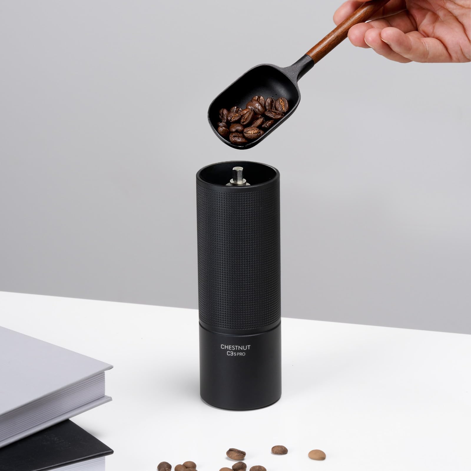 TIMEMORE C3S PRO Manual Coffee Grinder - 20g Capacity, Adjustable Burr Setting, Double Bearing System - Portable for Travel, Camping & Home Use - Perfect for Espresso, French Press & Pour Over Brewing - Black Chestnut Design