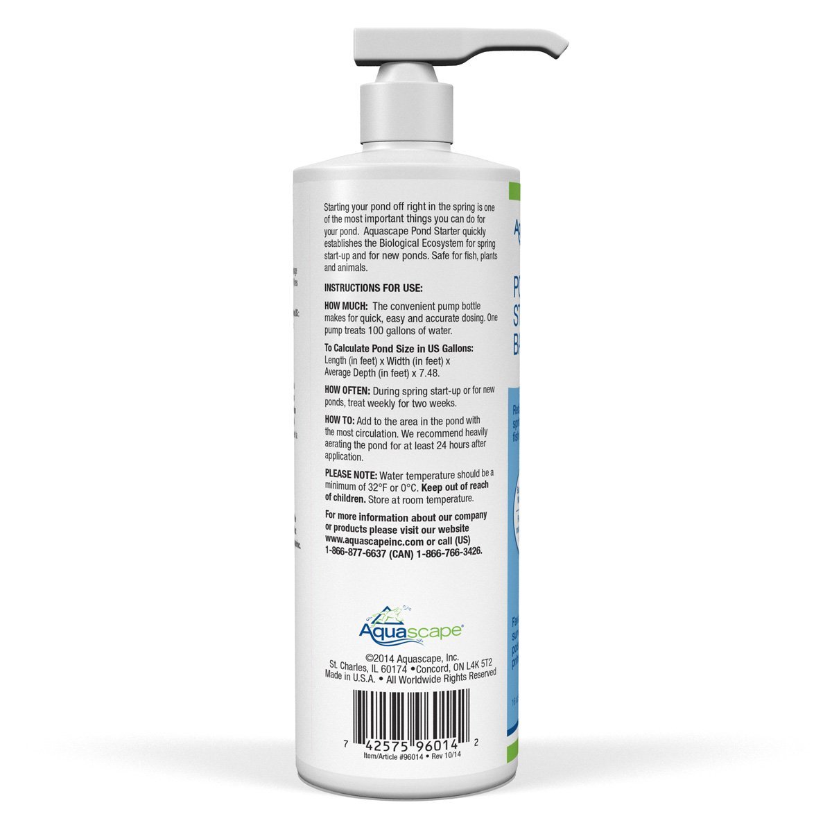 Aquascape Pond Starter Bacteria Water Treatment for Ponds, Water Features, and Fountains | 16-Ounce | 96014 | Ideal for Pond Maintenance and Water Clarity