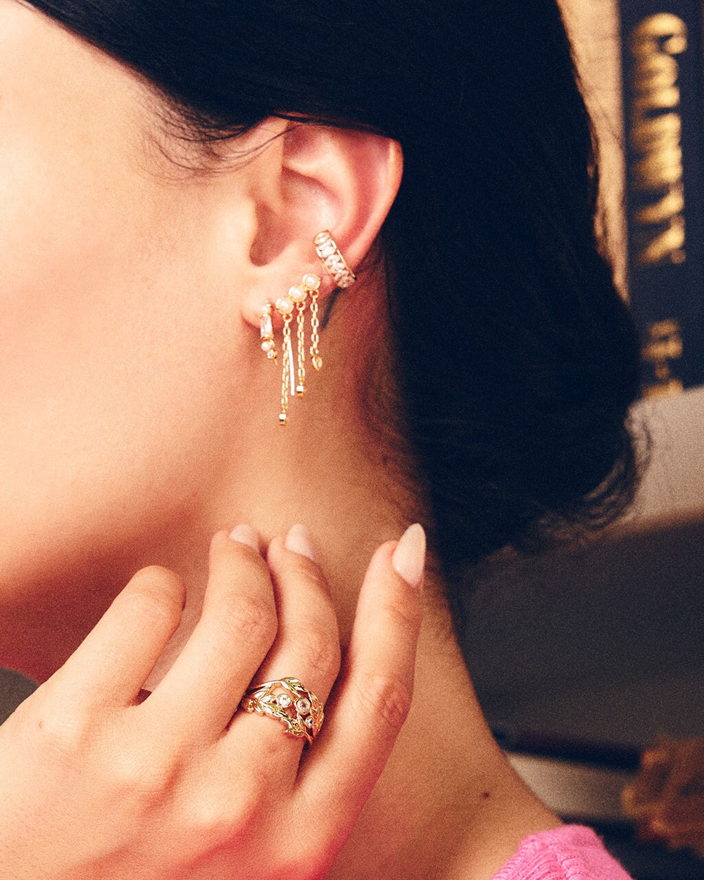 Nadia CZ & Pearl Threader Earrings for Women - Elegant Dangle Drop Earrings for Party, Wedding & Everyday Wear