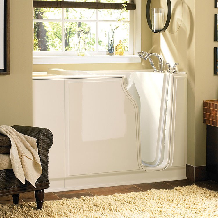 3052 Series 30W x 52L Gelcoat Walk-In Soaking Bathtub with Right Hand Drain & Faucet - Perfect for Spa-Like Relaxation in Small Bathrooms & Master Suites