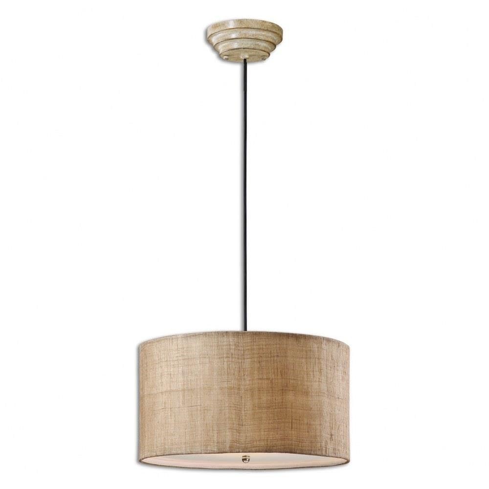 3-Light White Coastal Drum Pendant Lighting Fixture - Modern Ceiling Light for Dining Room, Kitchen, or Bedroom - 208-Bel-603510