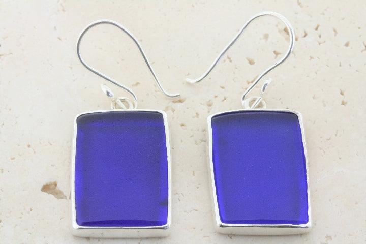 Handmade Cobalt Blue Sea Glass Earrings - Dangle Drop Earrings for Women, Boho Beach Jewelry - Perfect for Summer, Vacations & Gift Giving