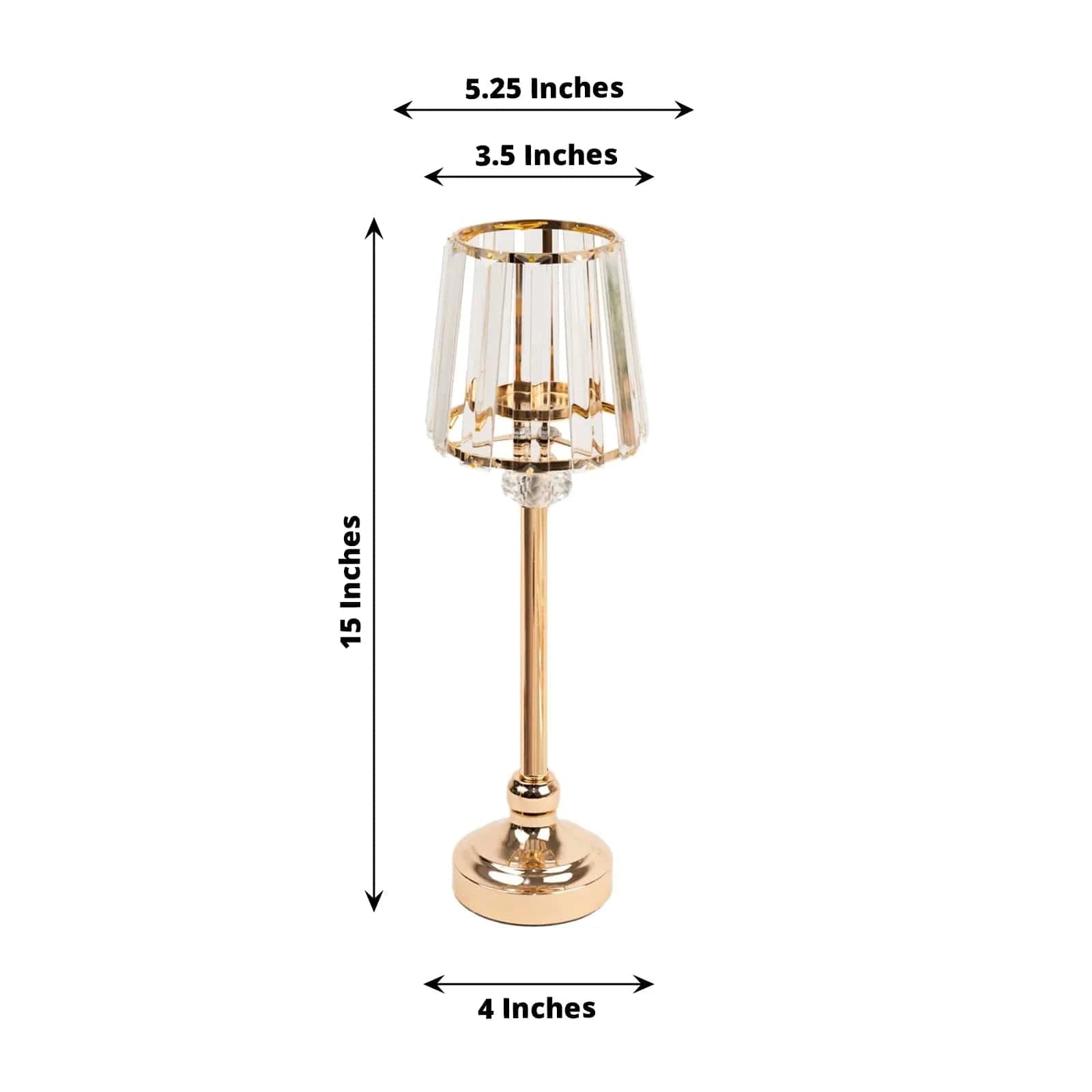 2 Pack Gold Metal Votive Candle Holders with Clear Crystal Glass Lamp Shade - Elegant Home Decor for Wedding, Church, and Table Centerpiece