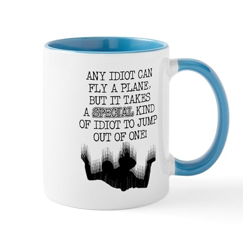 White/Blue Inside - Special Idiot Skydiver Skydiving Funny T Shirt Mug