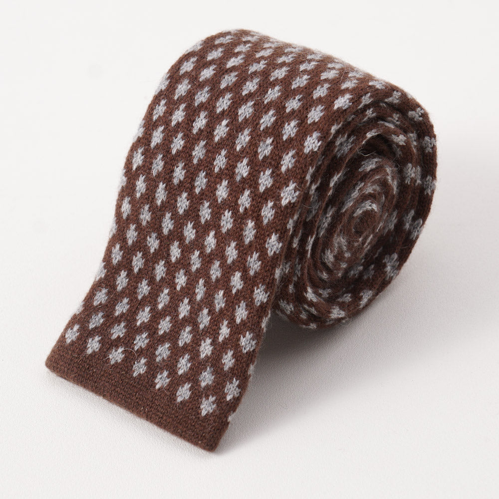 Premium Brown and Gray Knit Cashmere Tie for Men – Elegant Necktie for Business, Weddings & Formal Occasions