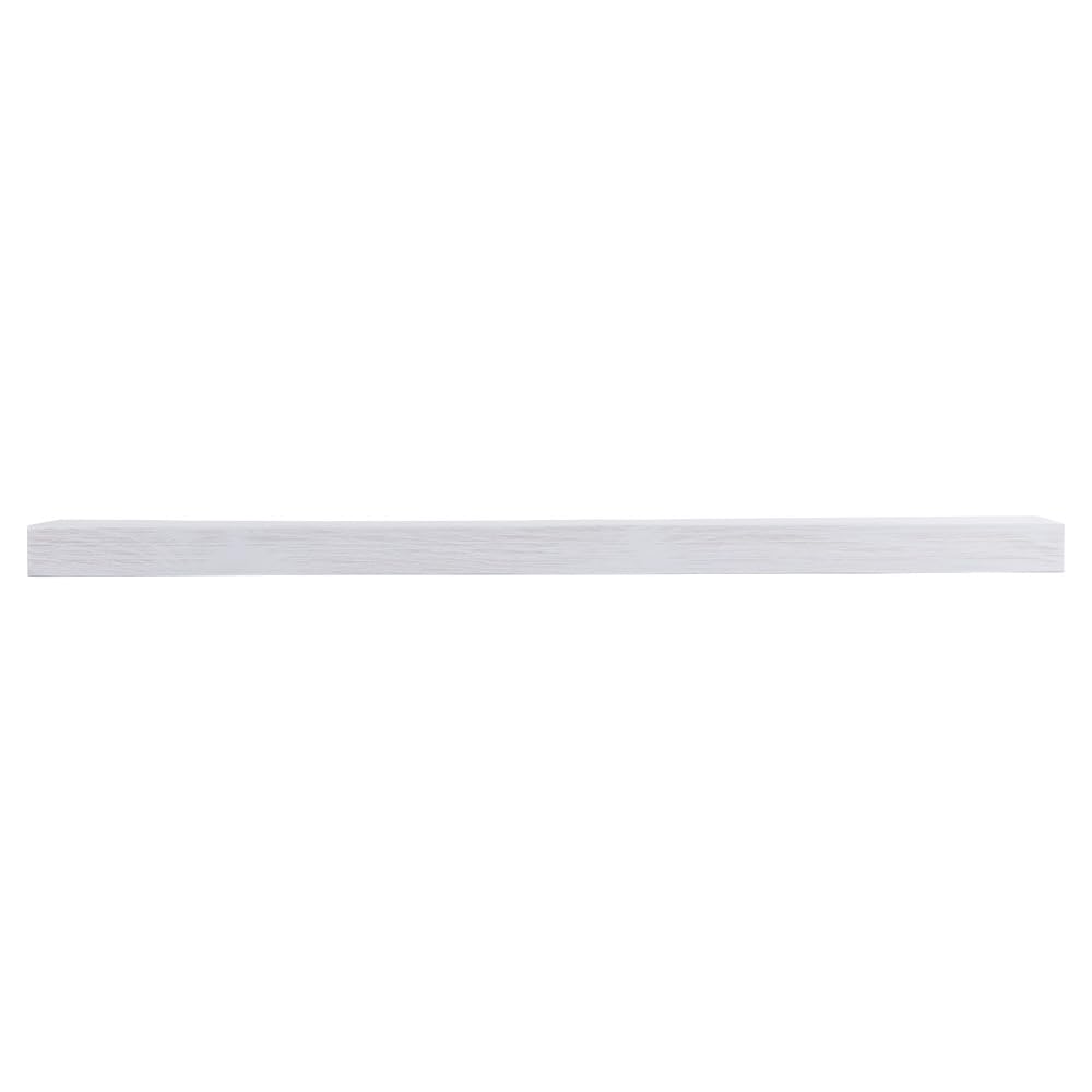 60 Inch White Painted Ember Vara Wood Floating Mantel Shelf - 3 Inch Height with Natural Wood Grain & Distressed Finish - Wall Mounted Fireplace Shelf for Living Room, Bedroom & Home Decor
