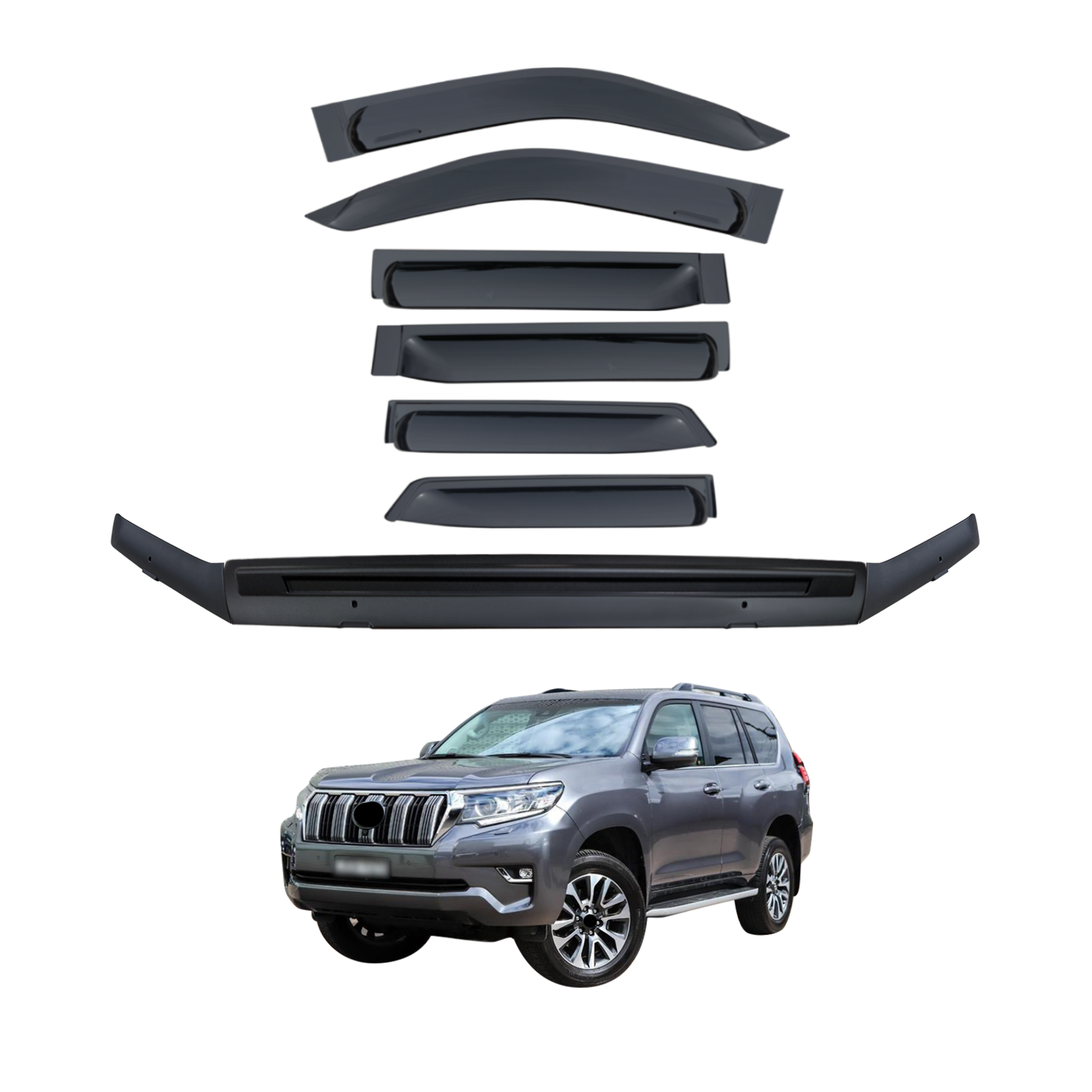 Toyota Land Cruiser Prado 150 (2018-2024) Wide Weather Shields & Bonnet Protector - Durable Car Accessories for All-Weather Protection | Perfect for Off-Road Adventures & Daily Commutes
