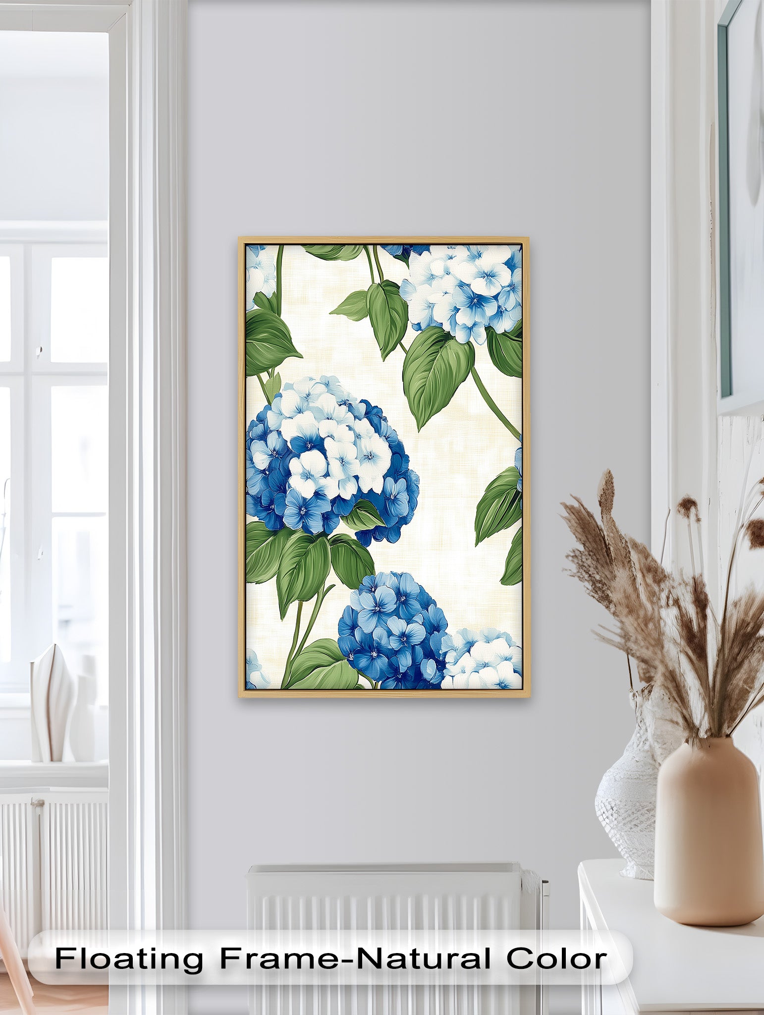 Blue and White Blooming Flower Oil Painting - Handmade Canvas Art for Home Decor, Living Room, Bedroom & Office Wall