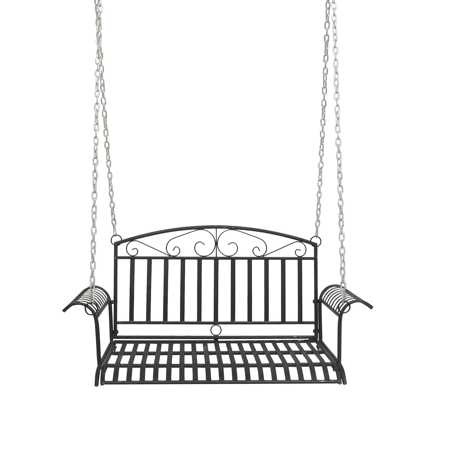 Heavy Duty Steel Patio Swing for Porch & Outdoor - 440 LB Weight Capacity, Black - Perfect for Backyard, Garden, and Deck Relaxation