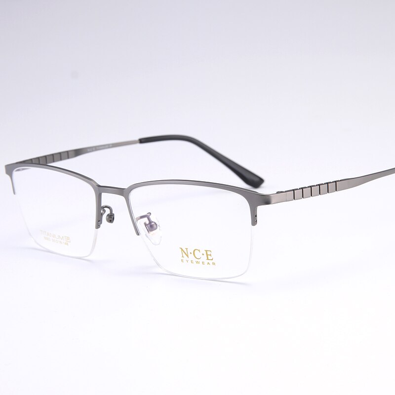Bclear Men's Semi-Rimless Square Titanium Eyeglasses Frame - Lightweight & Durable My5003 for Work, Reading & Fashion