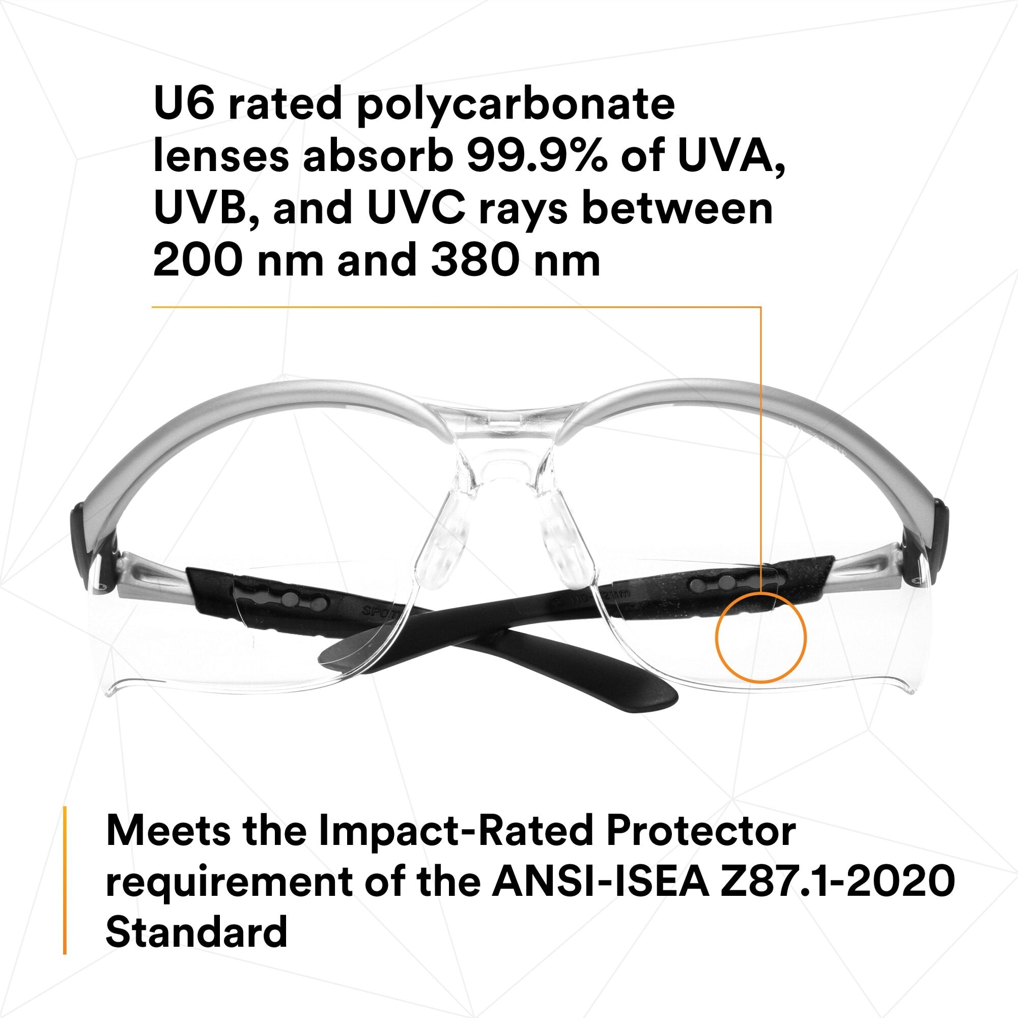 3M BX Reader Protective Eyewear 11376-00000-20 - Clear Lens Safety Glasses with Silver Frame - Perfect for Reading, Lab Work & DIY Projects