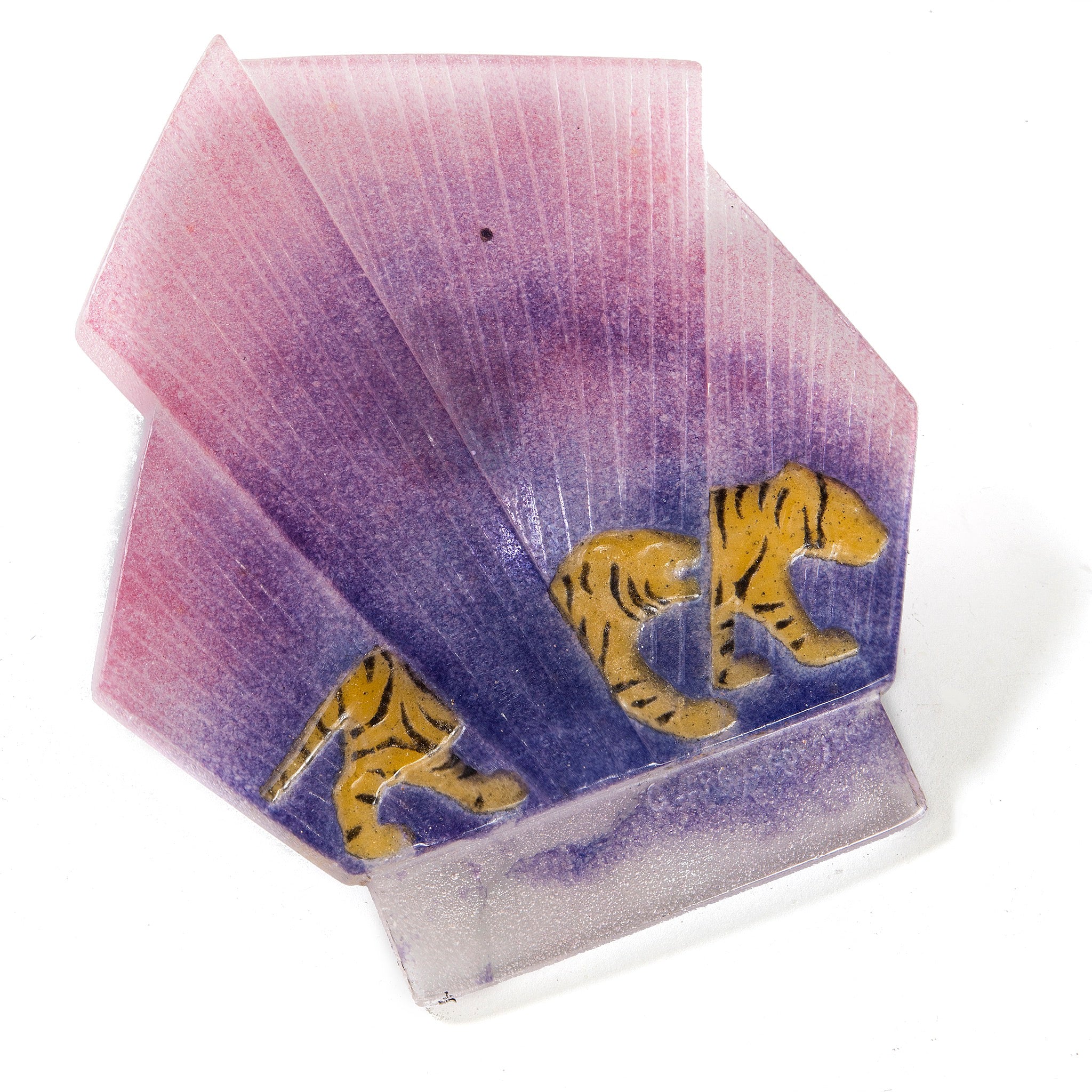 Gabriel Argy Rousseau Pâte de Verre Tigres dans L'Herbe Night Light - Handcrafted Glass Art Night Lamp with Tiger Design for Bedroom, Nursery & Home Decor