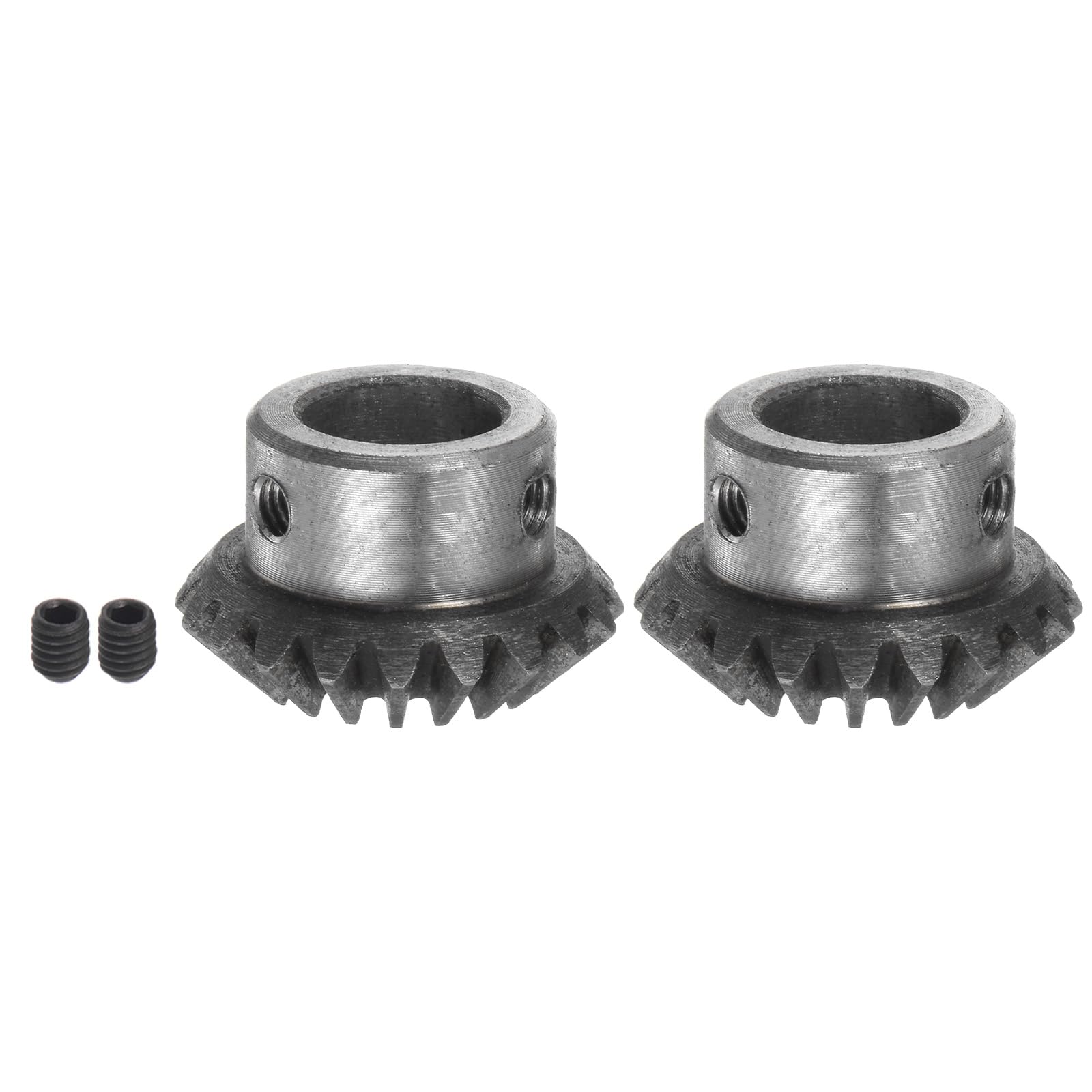 HARFINGTON 2pcs 1M 20 Teeth Bevel Gear Set - 14mm Shaft Hole, 1:1 Ratio, 45# Steel Construction, 1.5 Module, 90 Degree Angle for Mechanical Rotation - Perfect for Robotics, CNC Machines, and Industrial Hardware Applications
