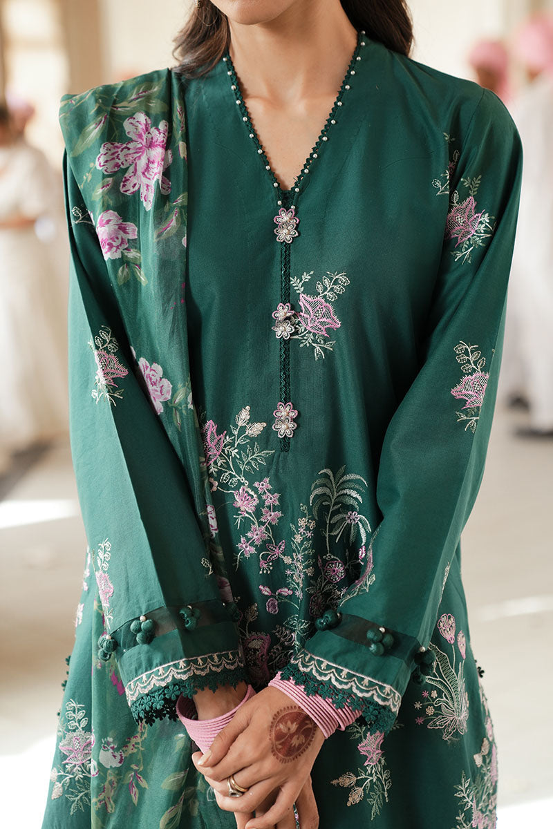 Laurel Green 3-Piece Embroidered Lawn Suit for Women | Elegant Pakistani Formal Dress | Perfect for Weddings, Parties & Special Occasions