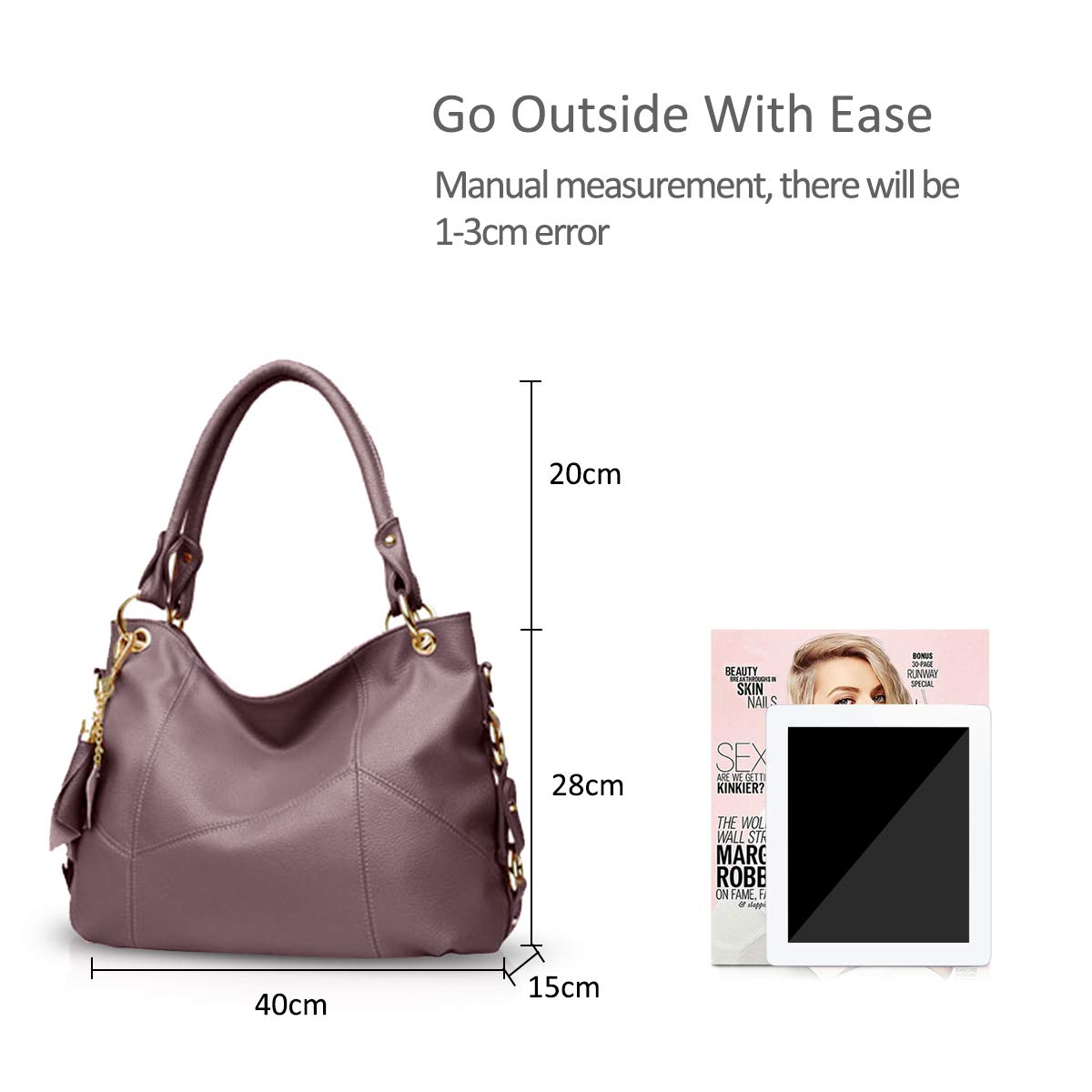 NICOLE & DORIS Women's Large Capacity Soft Leather Hobo Shoulder Bag - Fashion Crossbody Purse with Tassel & Top Handle (Purple) - Perfect for Work, Travel & Everyday Use