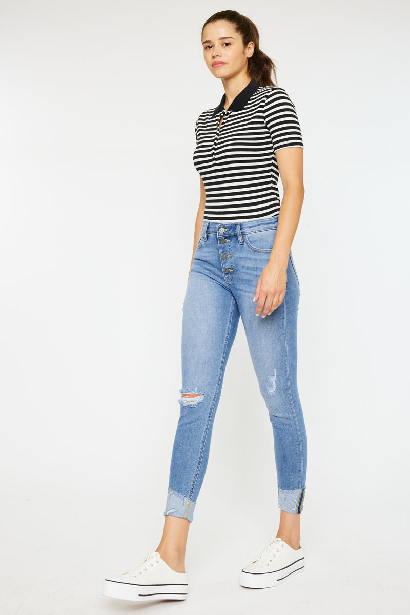 Irina High Rise Ankle Skinny Jeans for Women - Slim Fit Stretch Denim Pants - Perfect for Casual Wear, Office & Night Out