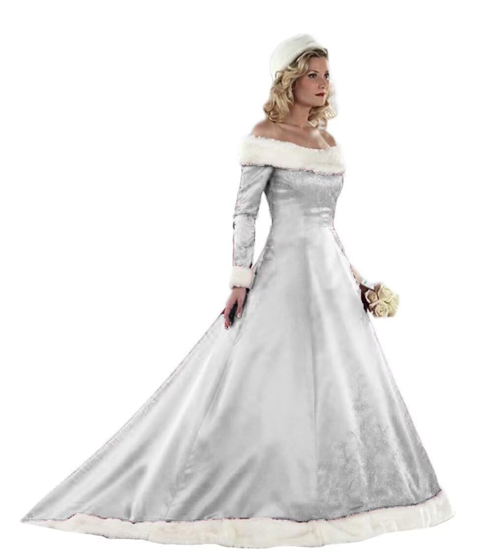 Elegant Red Long Sleeve Ball Gown Wedding Dress for Women - Plus Size Winter Bridal Gown for Christmas, Quinceanera & Holiday Celebrations | Perfect for Winter Weddings, Formal Events & Special Occasions