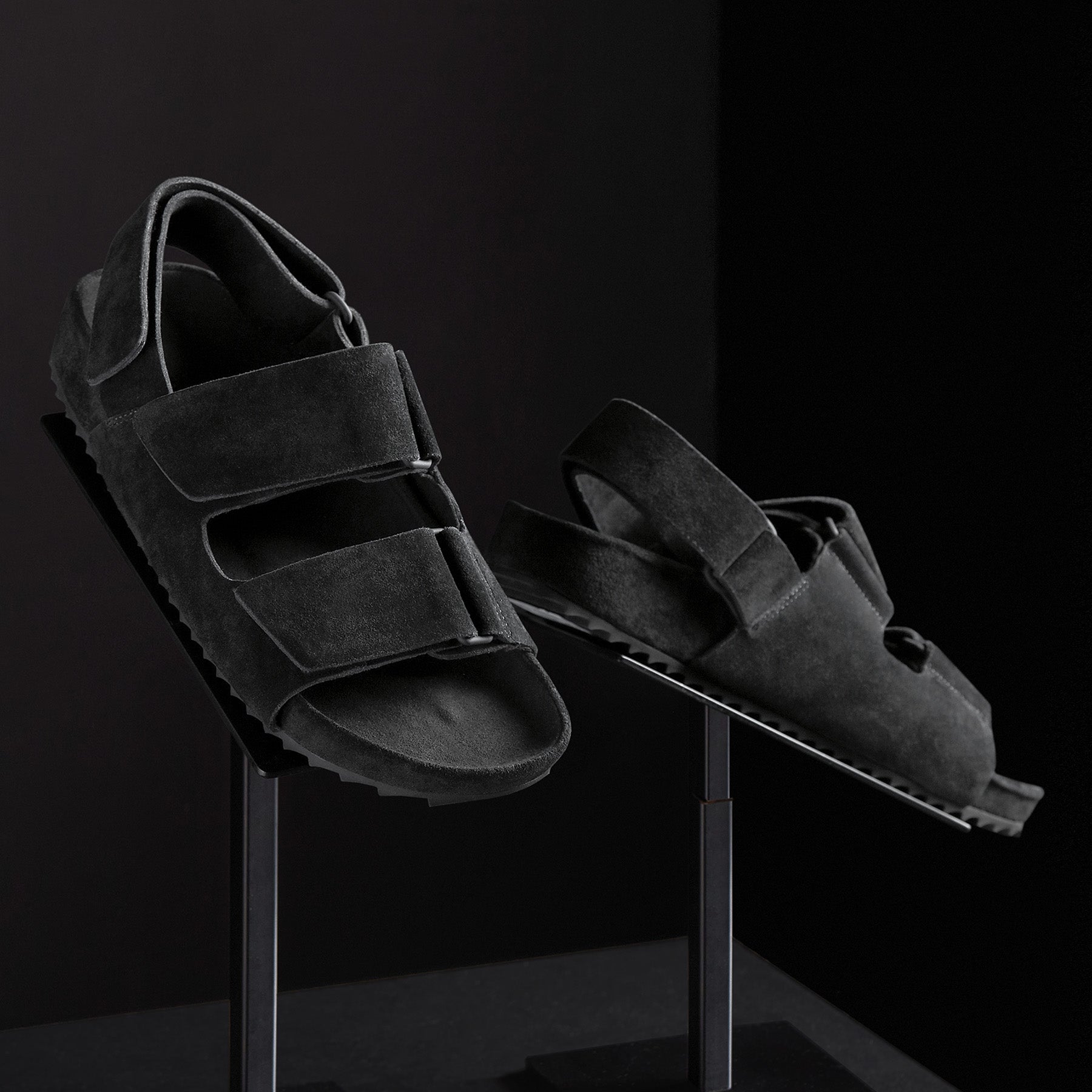 Women's Comfortable Double Strap Velcro Sandals - Black | Slip-On Casual Shoes for Walking, Beach & Summer Outfits