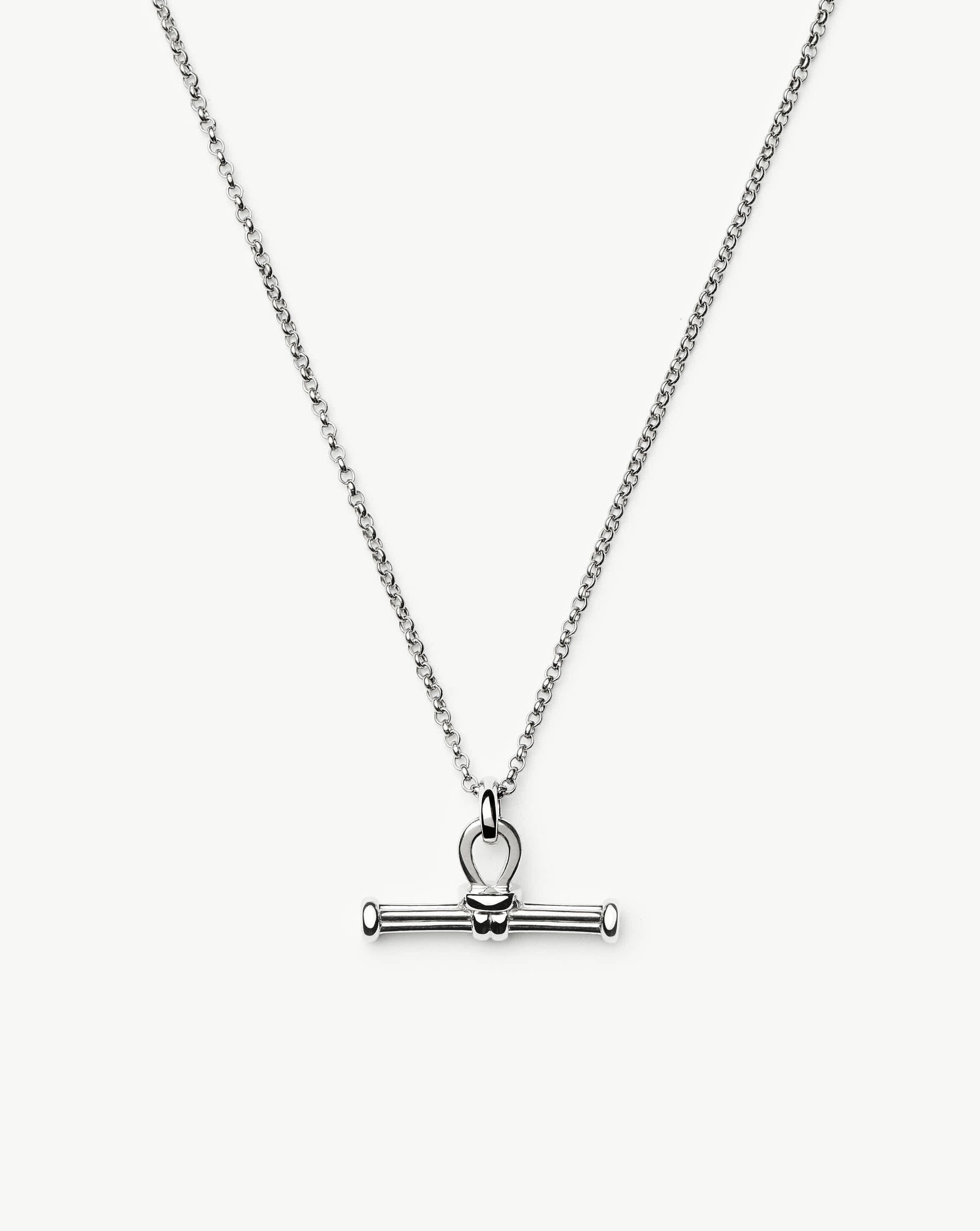 Ridge T Bar Chain Necklace - Silver Plated Stainless Steel Jewelry for Women | Elegant Layering Necklace for Everyday Wear & Special Occasions
