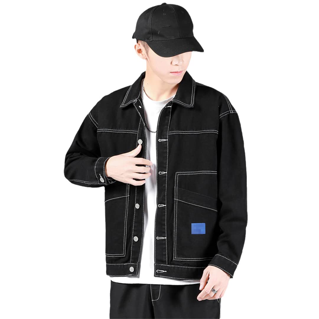 Men's Bomber Jacket 2023 | Korean Style Denim Jacket for Spring & Fall | Fashionable Slim Fit Outerwear for Casual Wear | Perfect for Street Style, Dating & Daily Outfits
