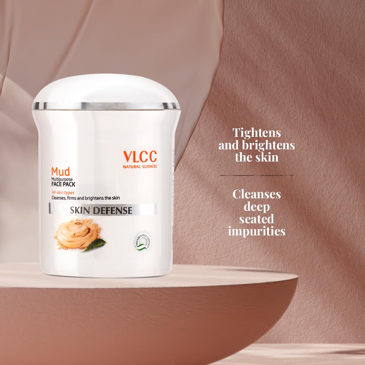 VLCC Skin Defense Mud Face Pack - 70g | Deep Cleansing & Rejuvenating Clay Mask with Kaolin Clay, Almond Oil & Mint | Brightens Skin, Reduces Pores & Soothes Irritation | Detoxifying Facial Treatment for Acne-Prone & Oily Skin | Perfect for Spa Night & Self-Care Routine
