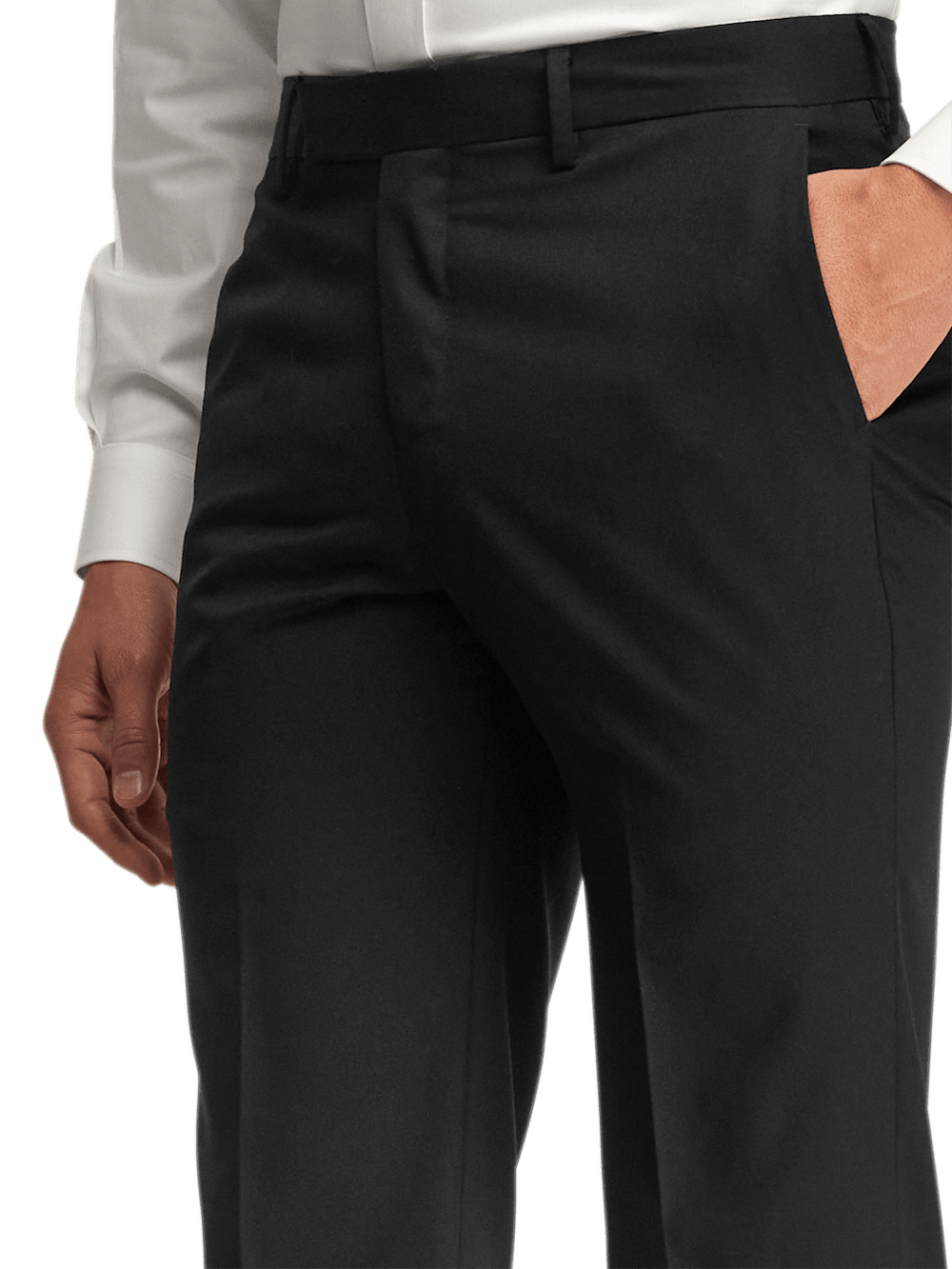 Premium Wool Gabardine Dress Pants for Men - Classic Black Formal Trousers for Office, Business & Wedding Occasions
