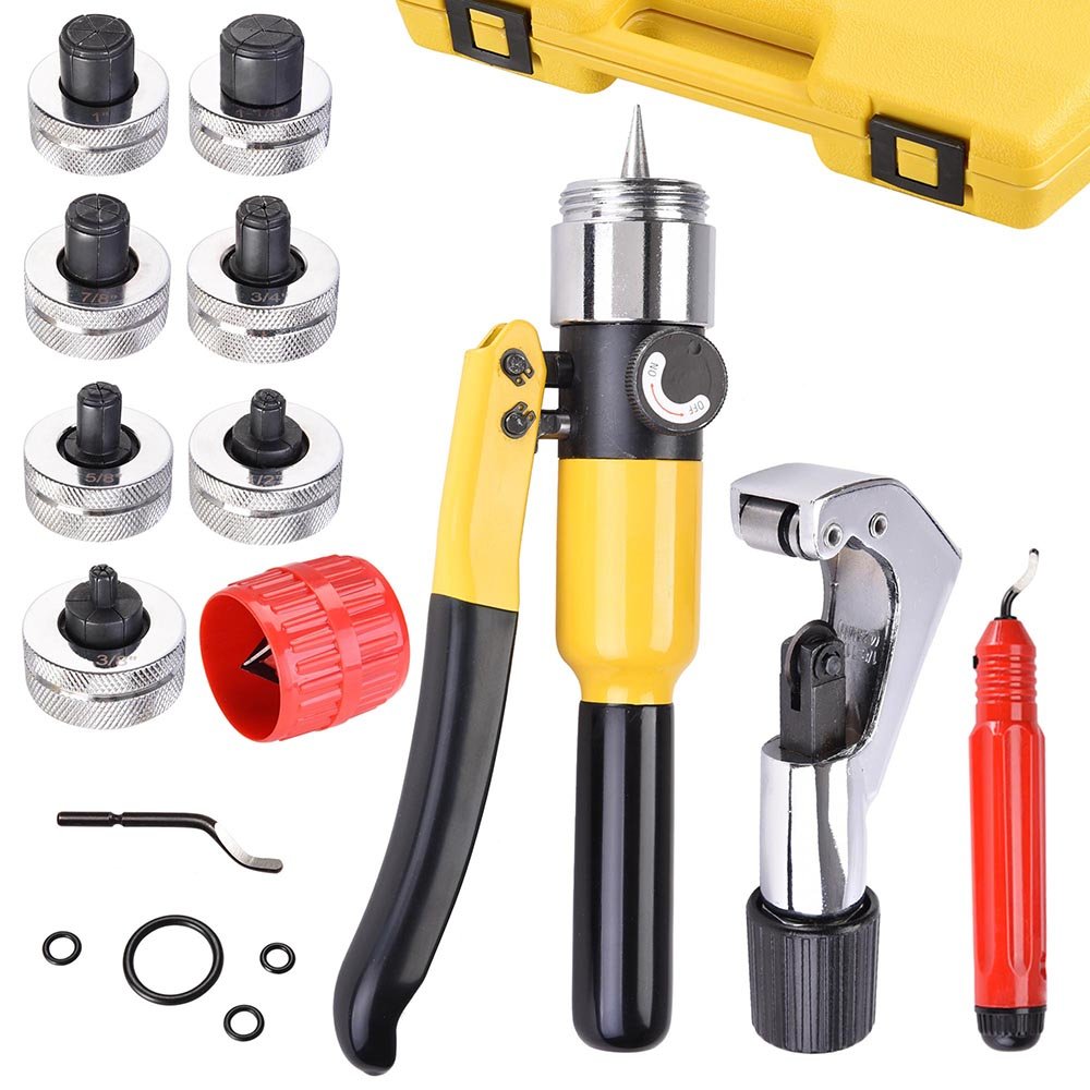 Yescom Hydraulic Tube Expander Swaging Tool Kit - 7 Lever HVAC Pipe Expander Set with Carrying Case | Perfect for HVAC Installation, Plumbing Repairs & Metal Pipe Expansion Projects
