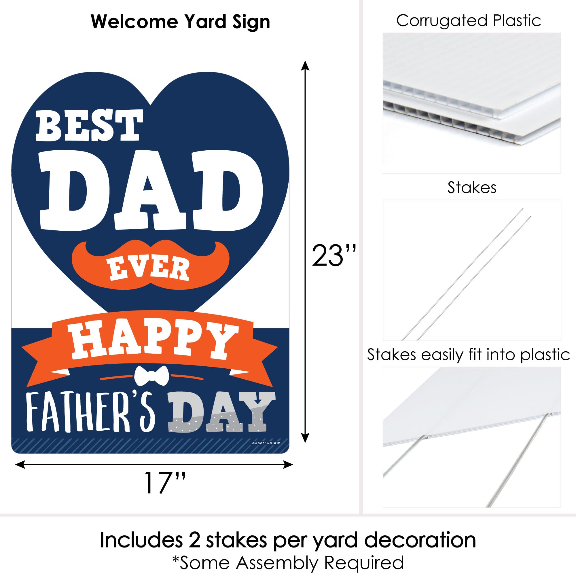 Happy Father's Day Party Decorations - 'We Love Dad' Welcome Yard Sign - Outdoor & Indoor Celebration Decor for Dad's Day, Backyard BBQ, Family Gatherings