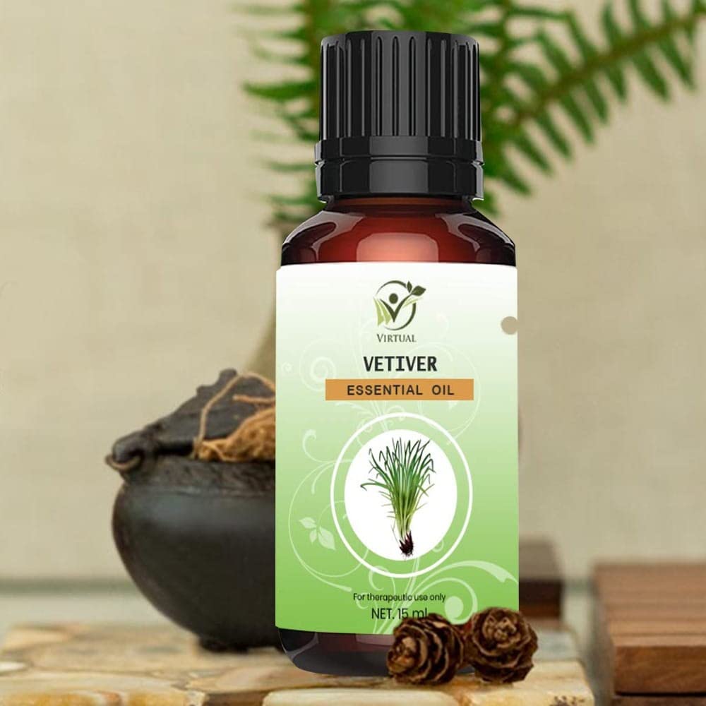100% Pure Vetiver Essential Oil - Undiluted Therapeutic Grade for Hair Growth, Skin Care & Aromatherapy (15ml) | Natural Face Moisturizer, Stress Relief & Relaxation