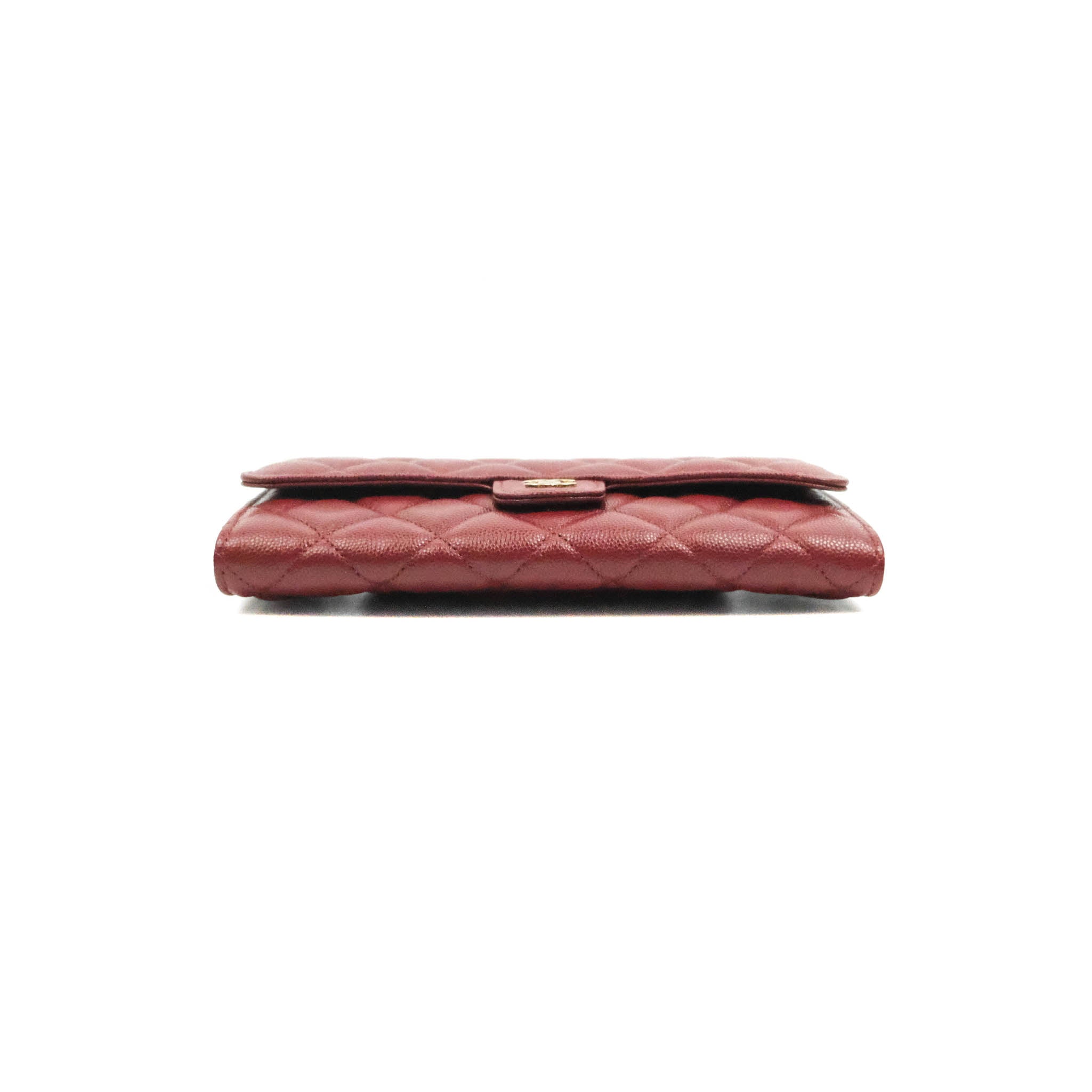 Chanel Caviar Quilted Long Flap Wallet in Burgundy with Gold Hardware - Luxury Leather Wallet for Women, Perfect for Everyday Use and Special Occasions