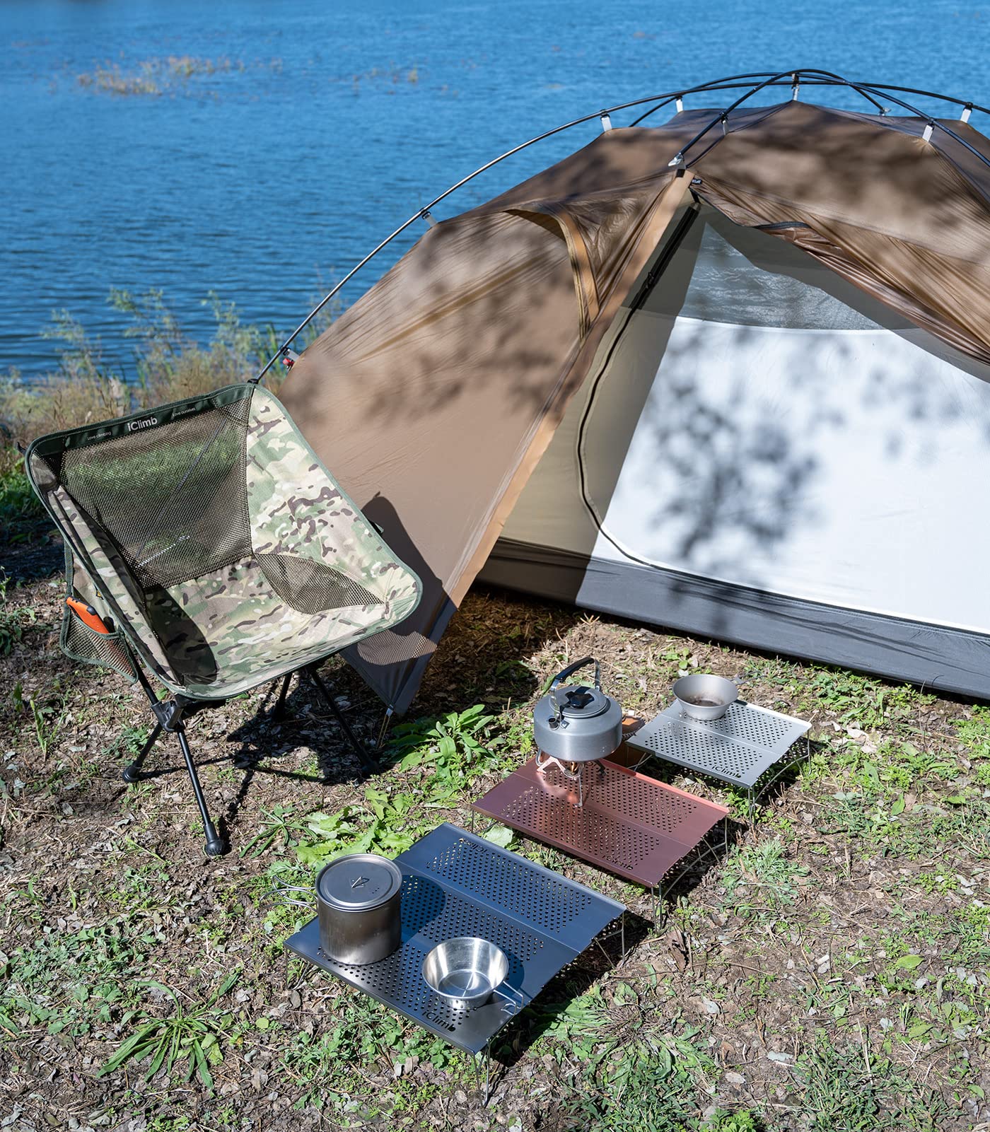 iClimb Mini Solo Folding Table - Ultralight Compact Portable Camping Table for Backpacking, Hiking, Beach, Picnic & Outdoor Adventures (Gunmetal, Mini) - Perfect for Travel, RV Trips & Small Space Living